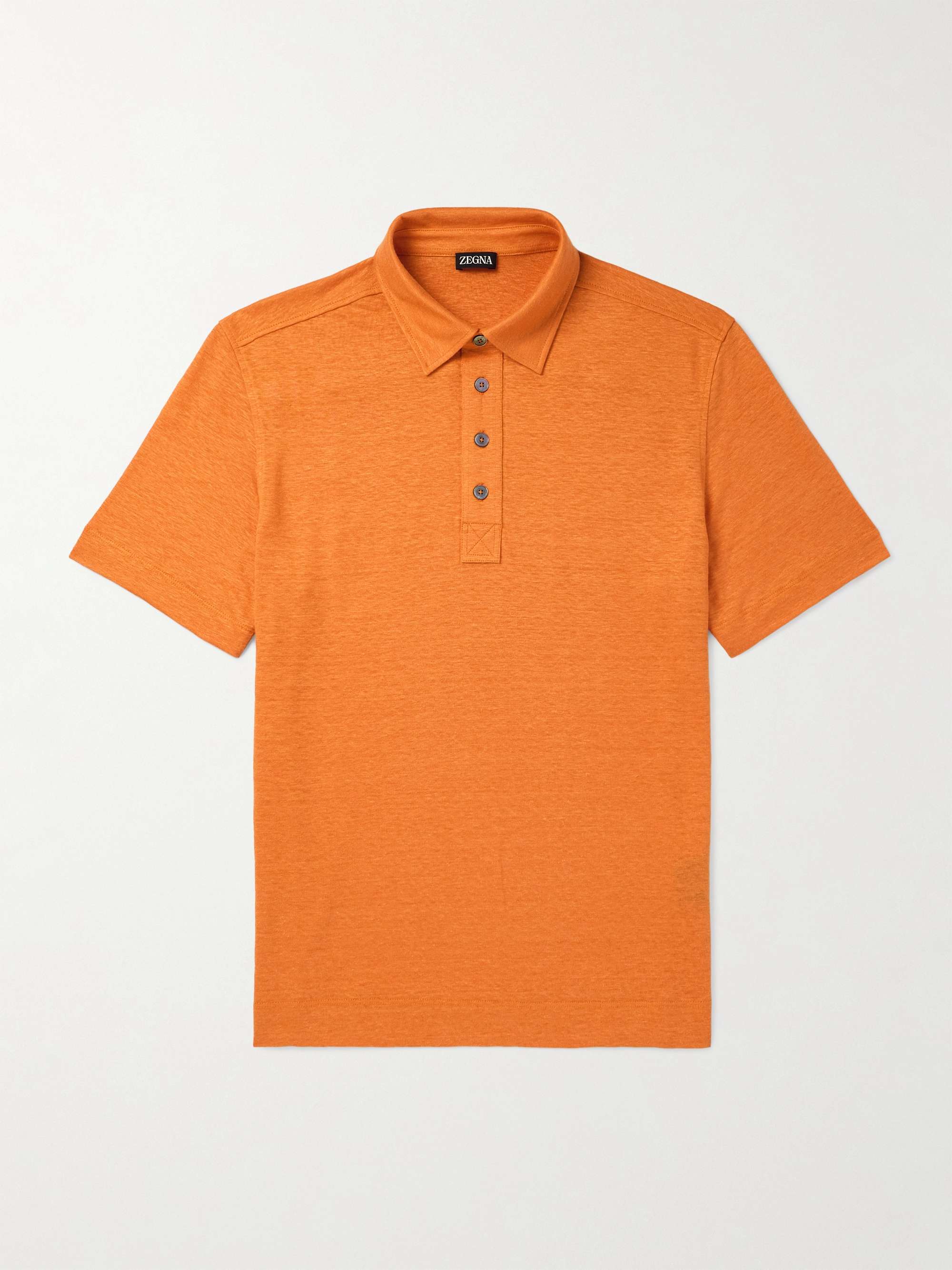 Slim-Fit Linen Polo Shirt view