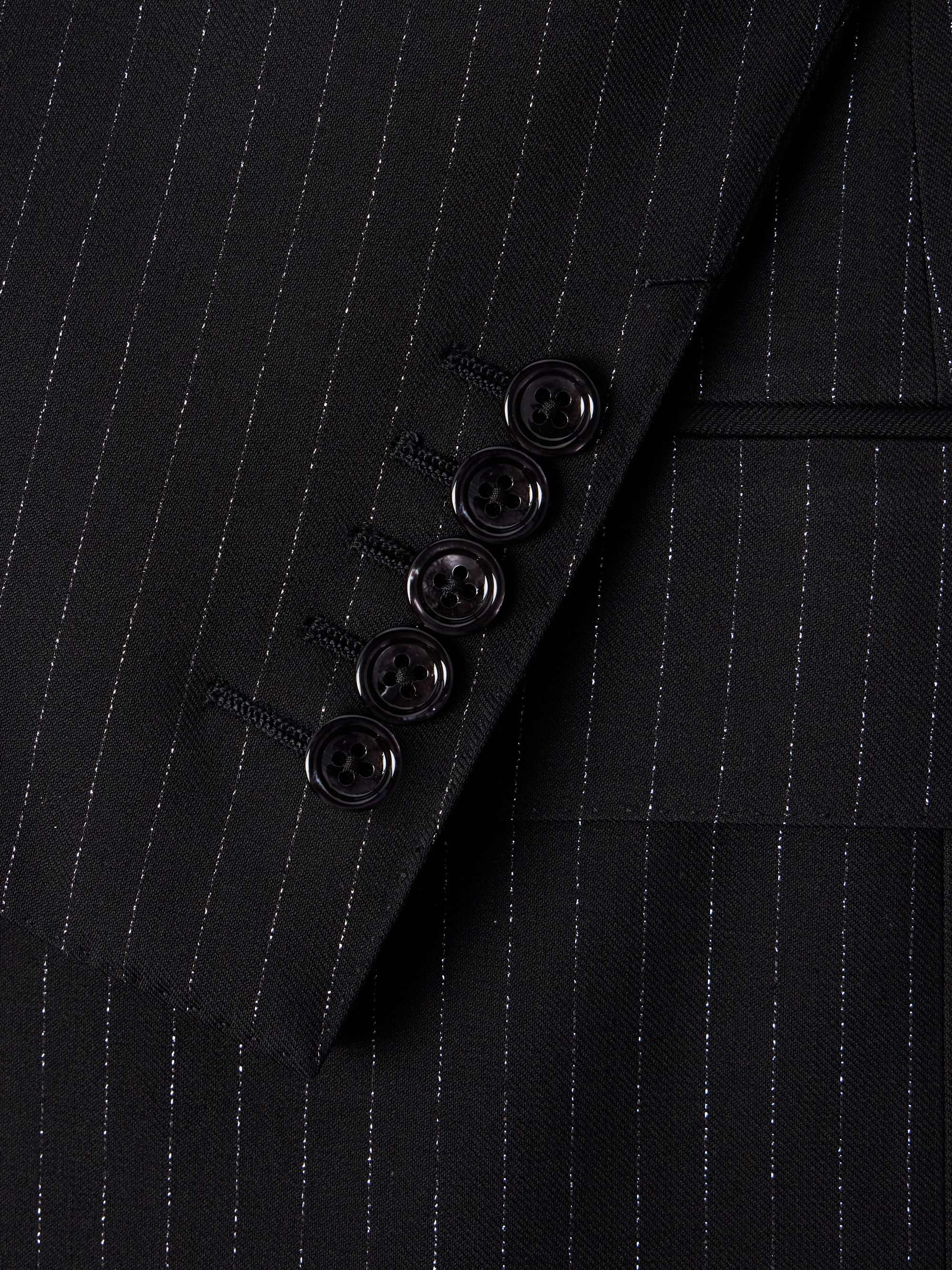 Dyylan Slim-Fit Pinstriped Metallic Wool-Blend Twill Suit Jacket view