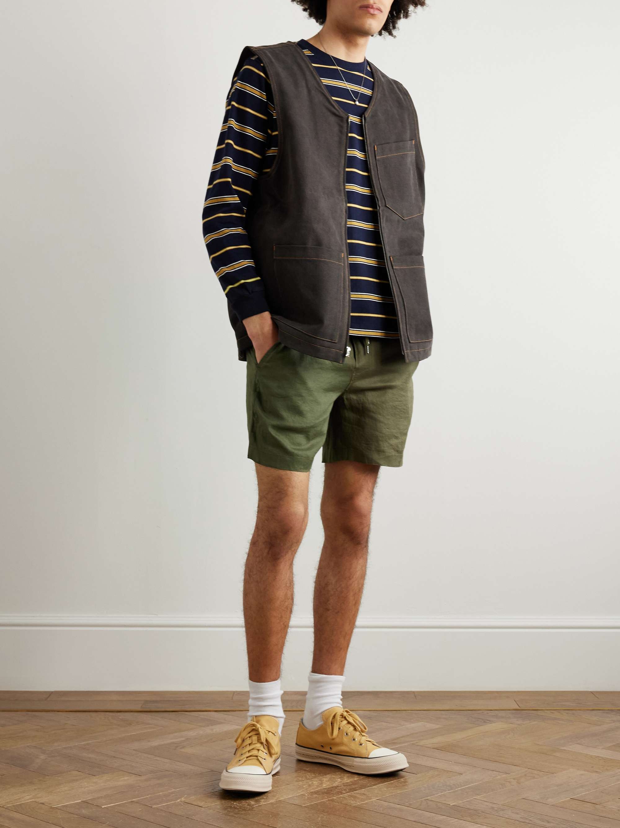 Prepster Slim-Fit Straight-Leg Linen Drawstring Shorts view