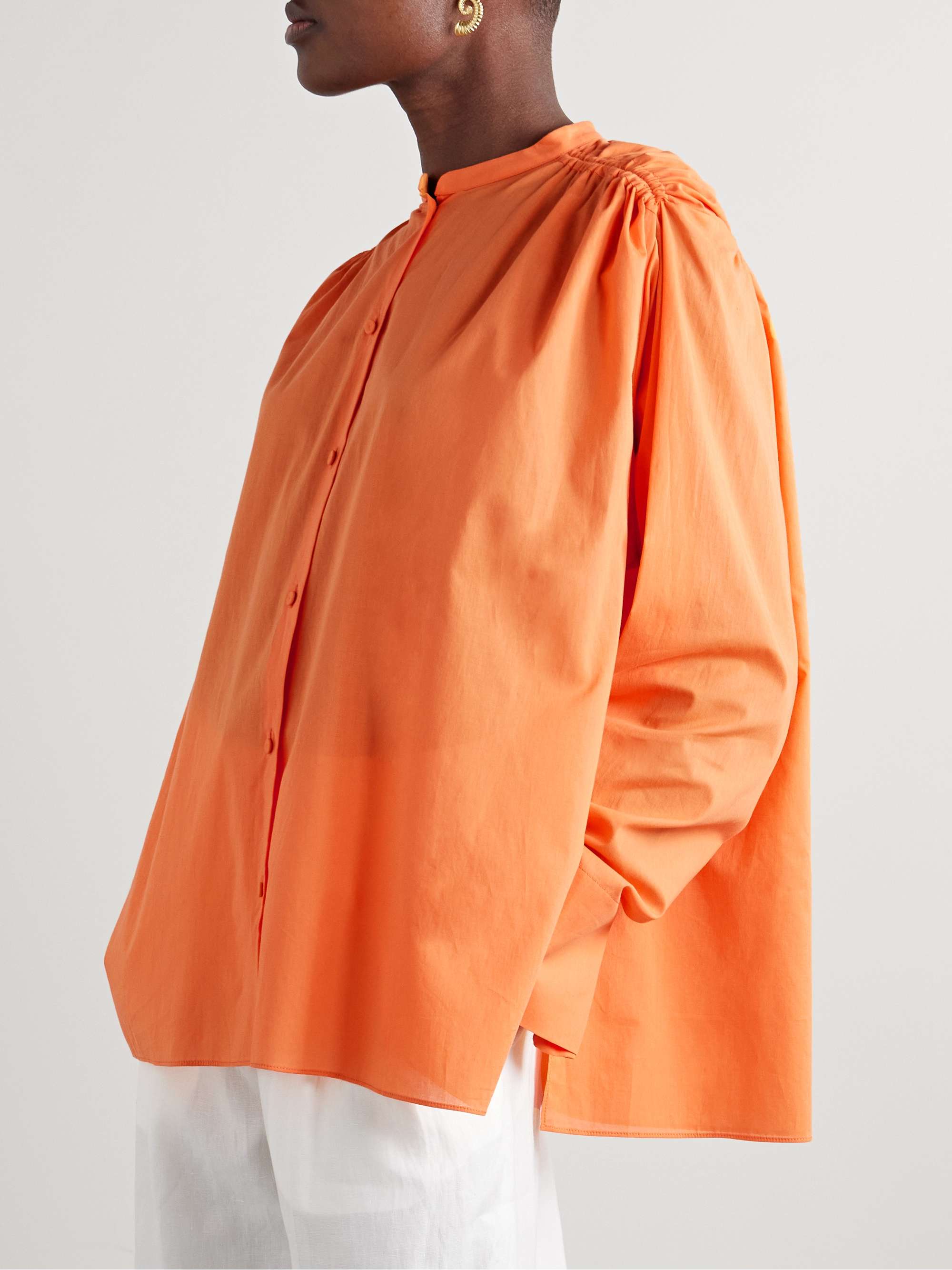 Gathered organic cotton-voile shirt view