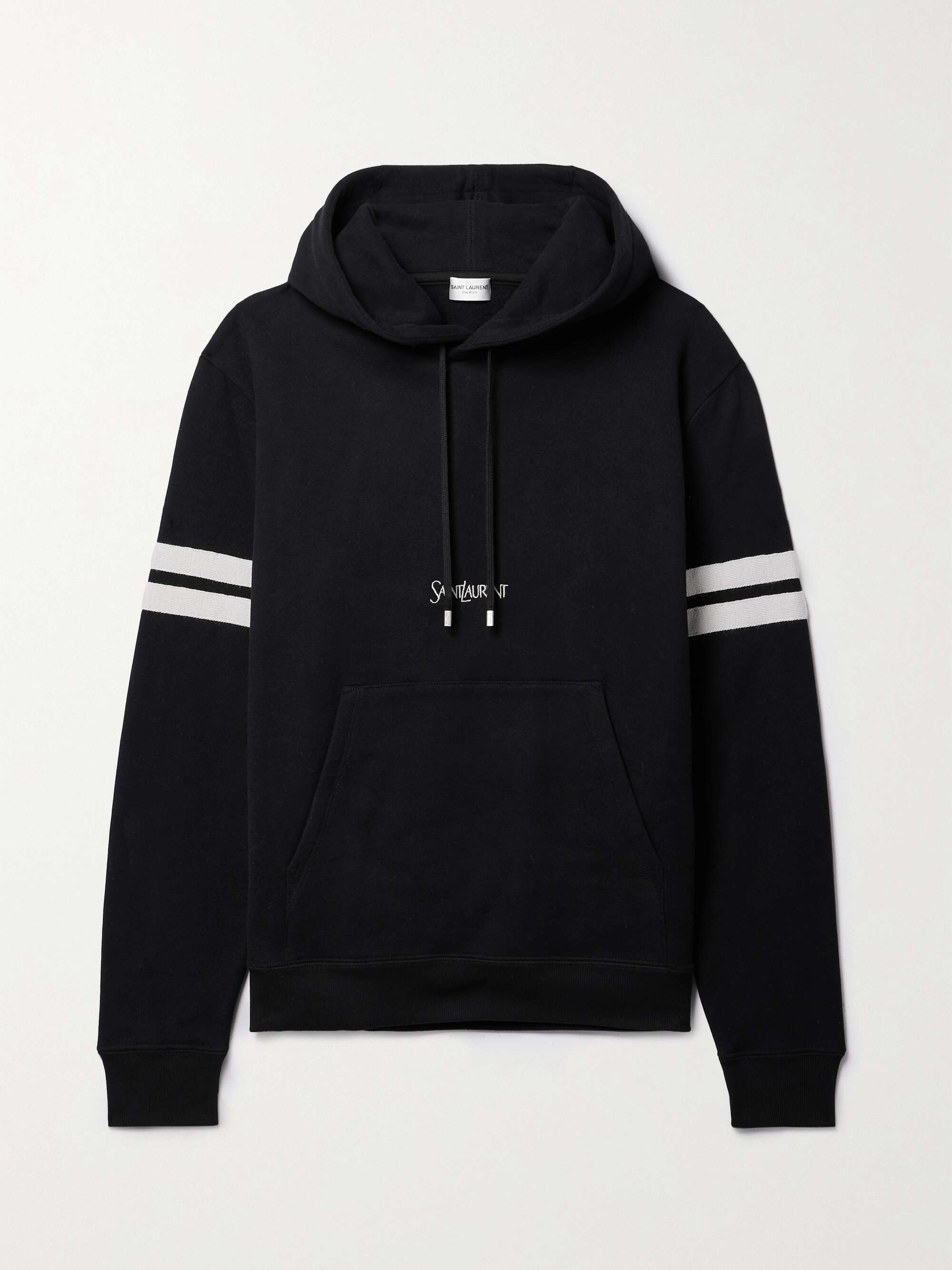 Striped embroidered cotton-jersey hoodie view