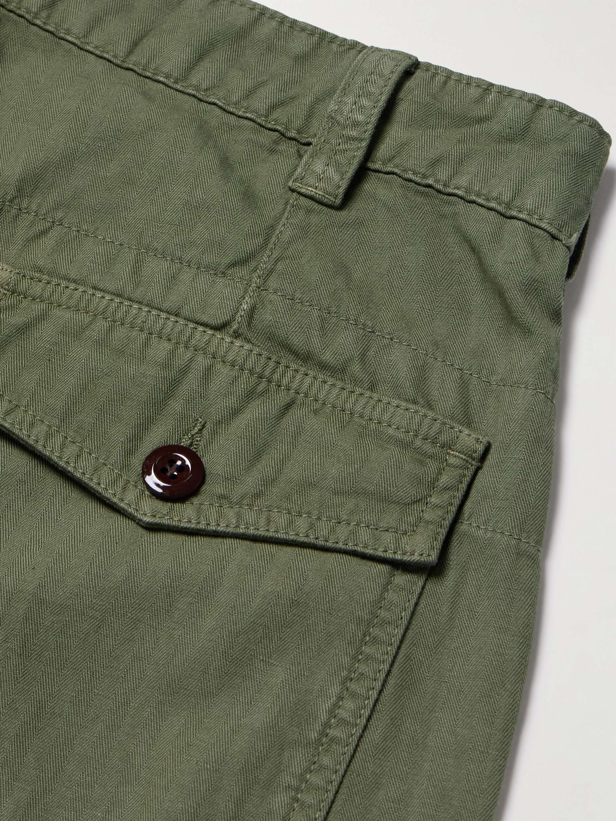 Herringbone Cotton and Linen-Blend Twill Shorts view