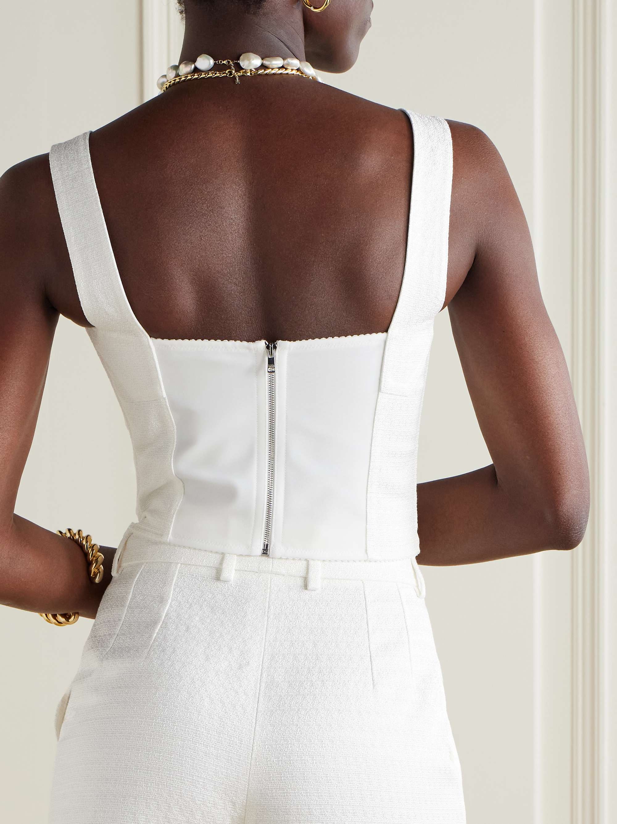 Cropped matelassé top view