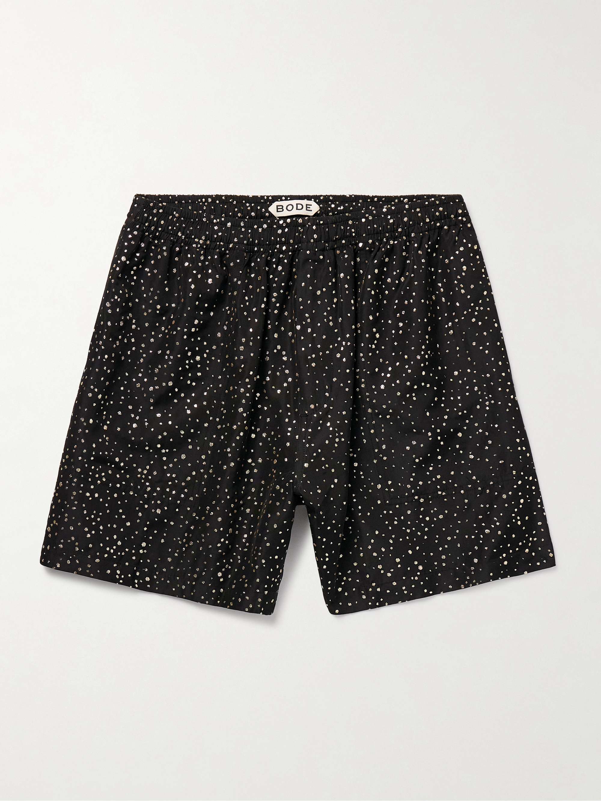 Straight-Leg Glittered Polka-Dot Faille Shorts view