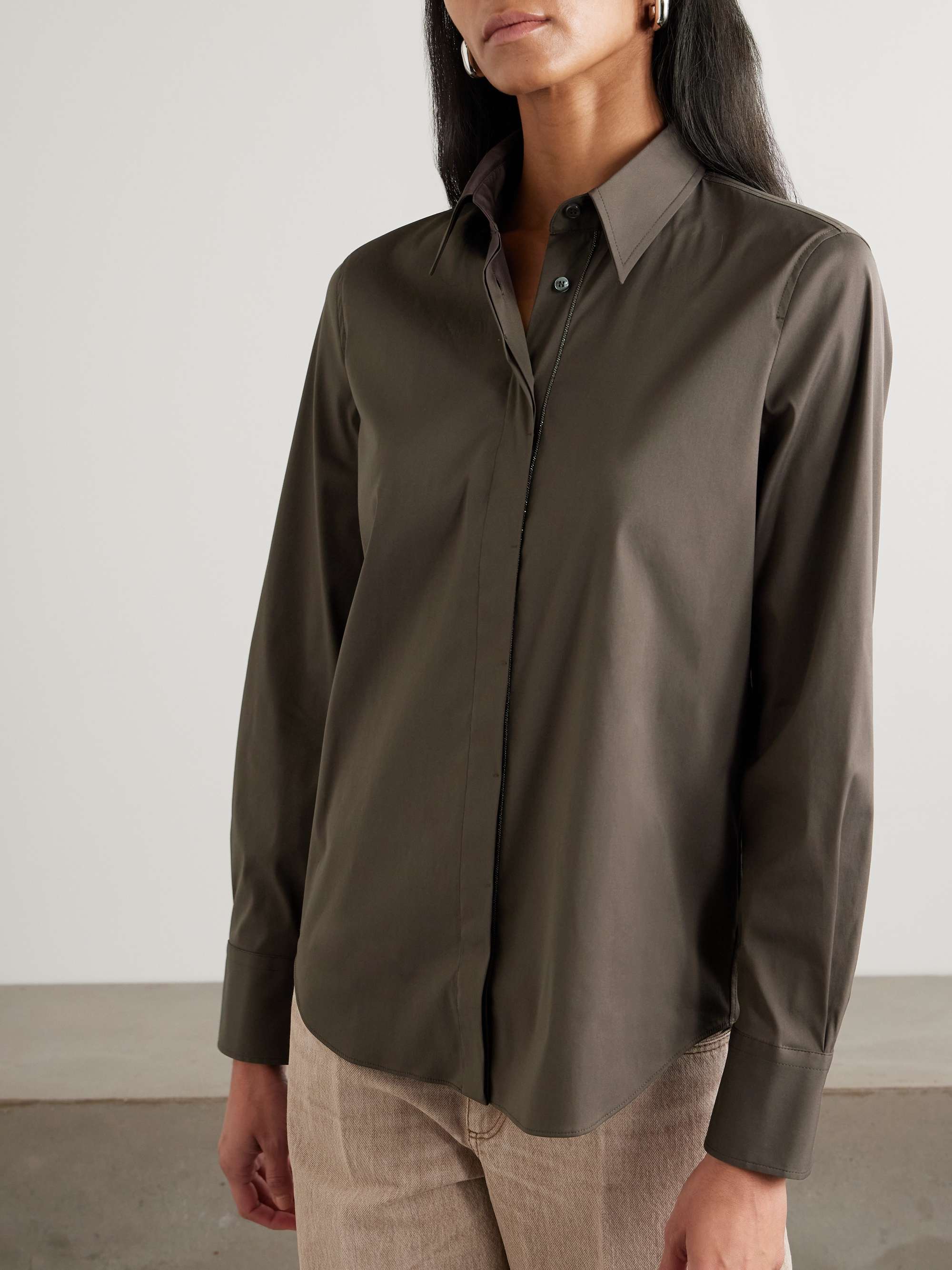 Bead-embellished cotton-blend poplin shirt view