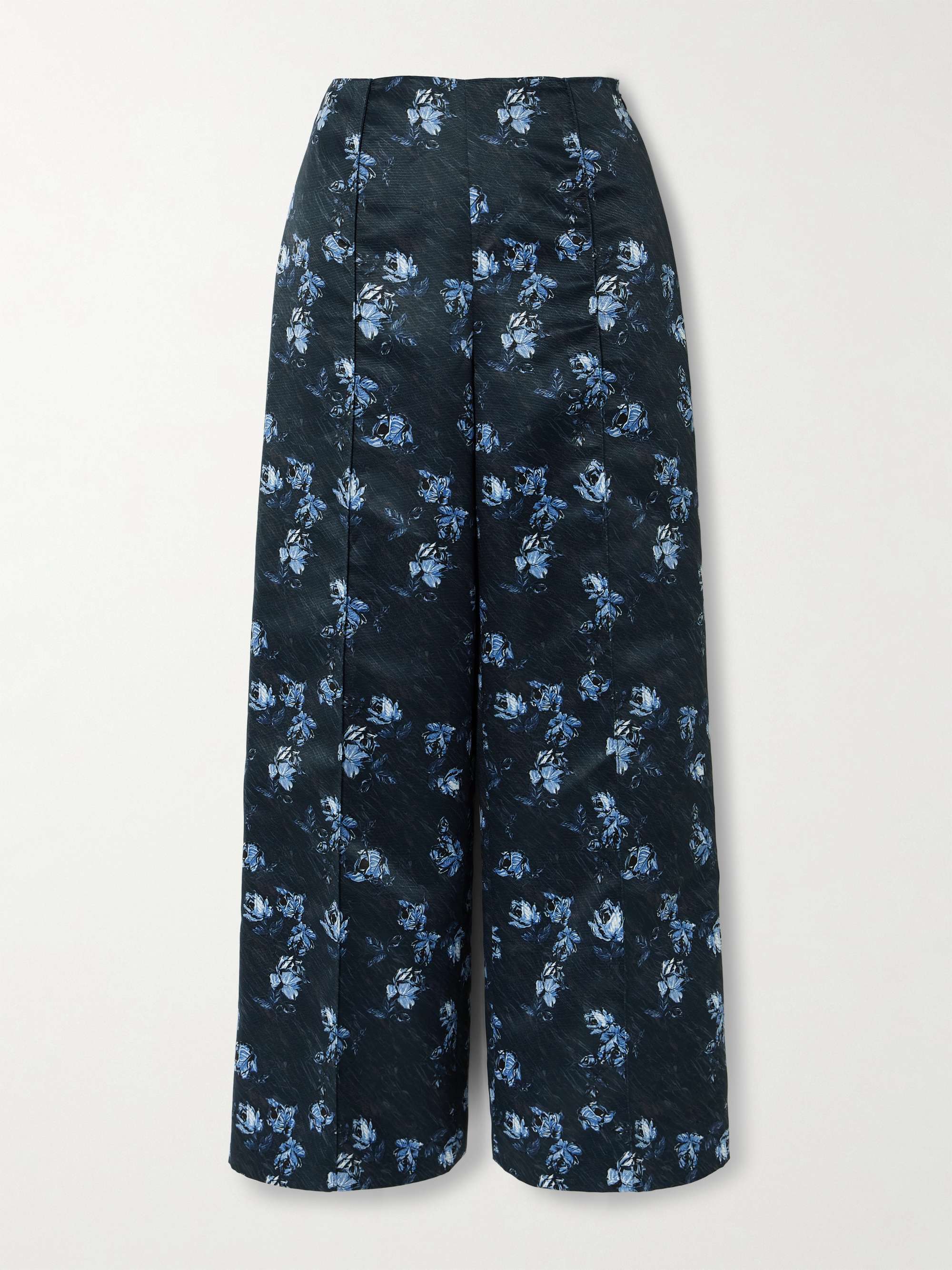 Daffy pleated paneled floral-print faille wide-leg pants view