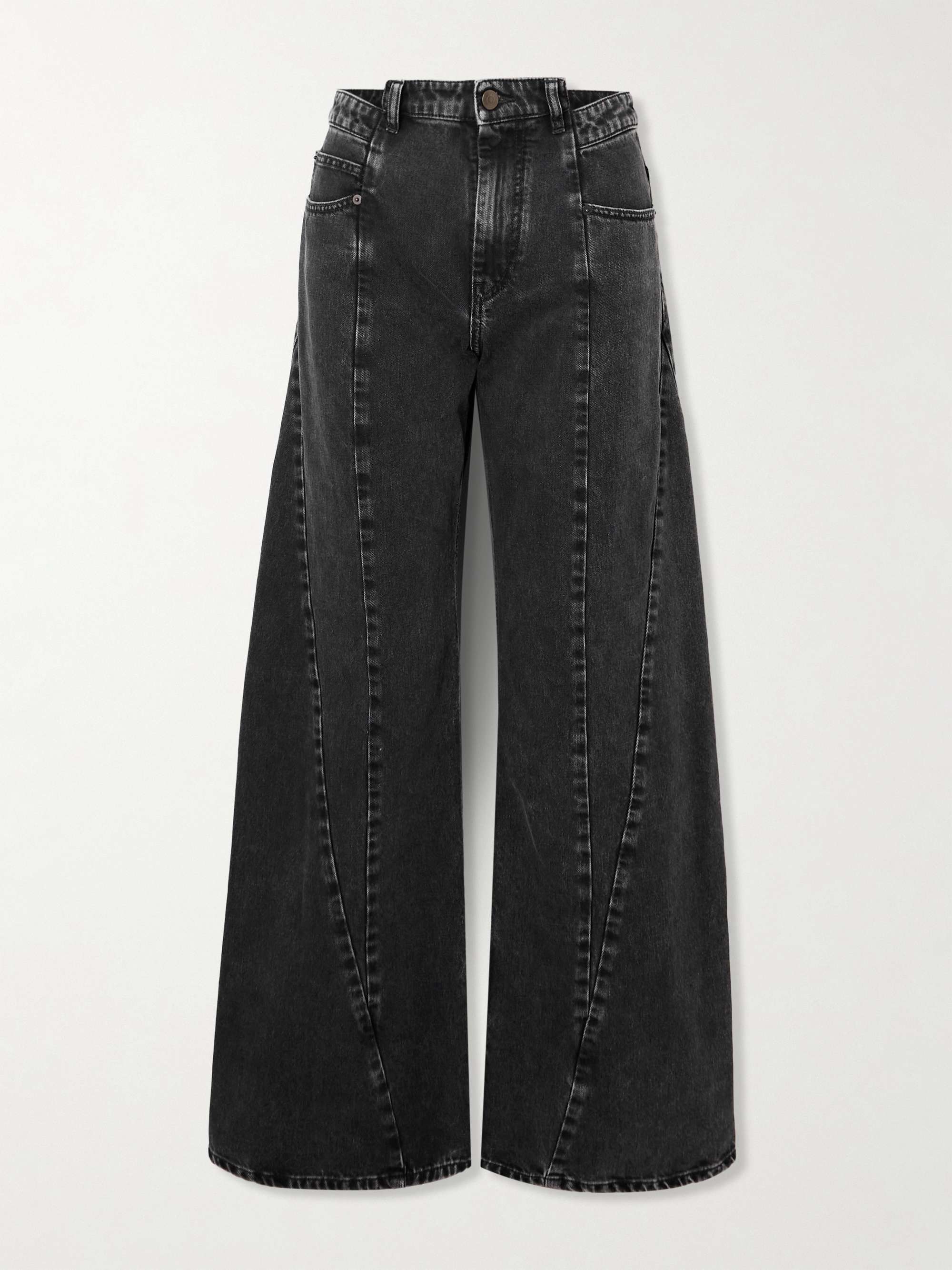 Paneled high-rise wide-leg jeans view