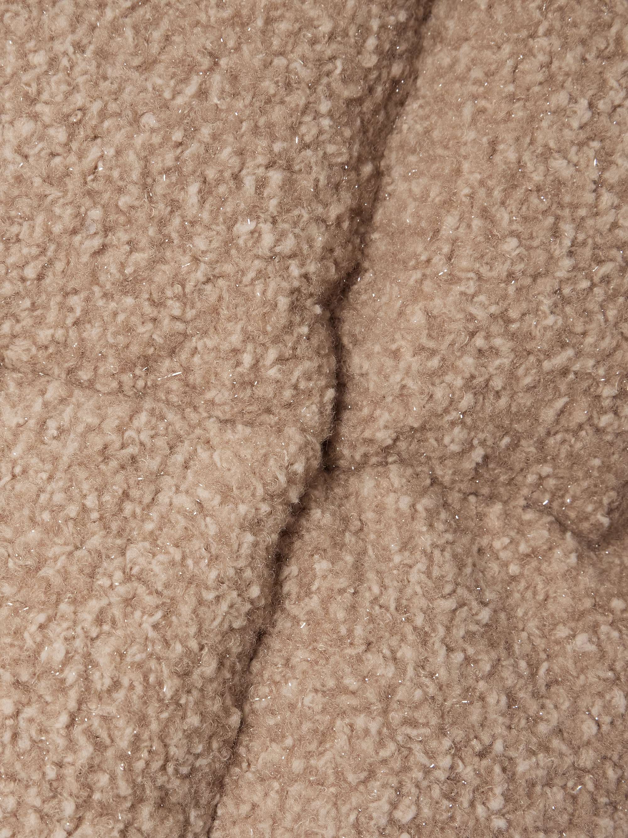 Appliquéd quilted metallic bouclé hooded down jacket view