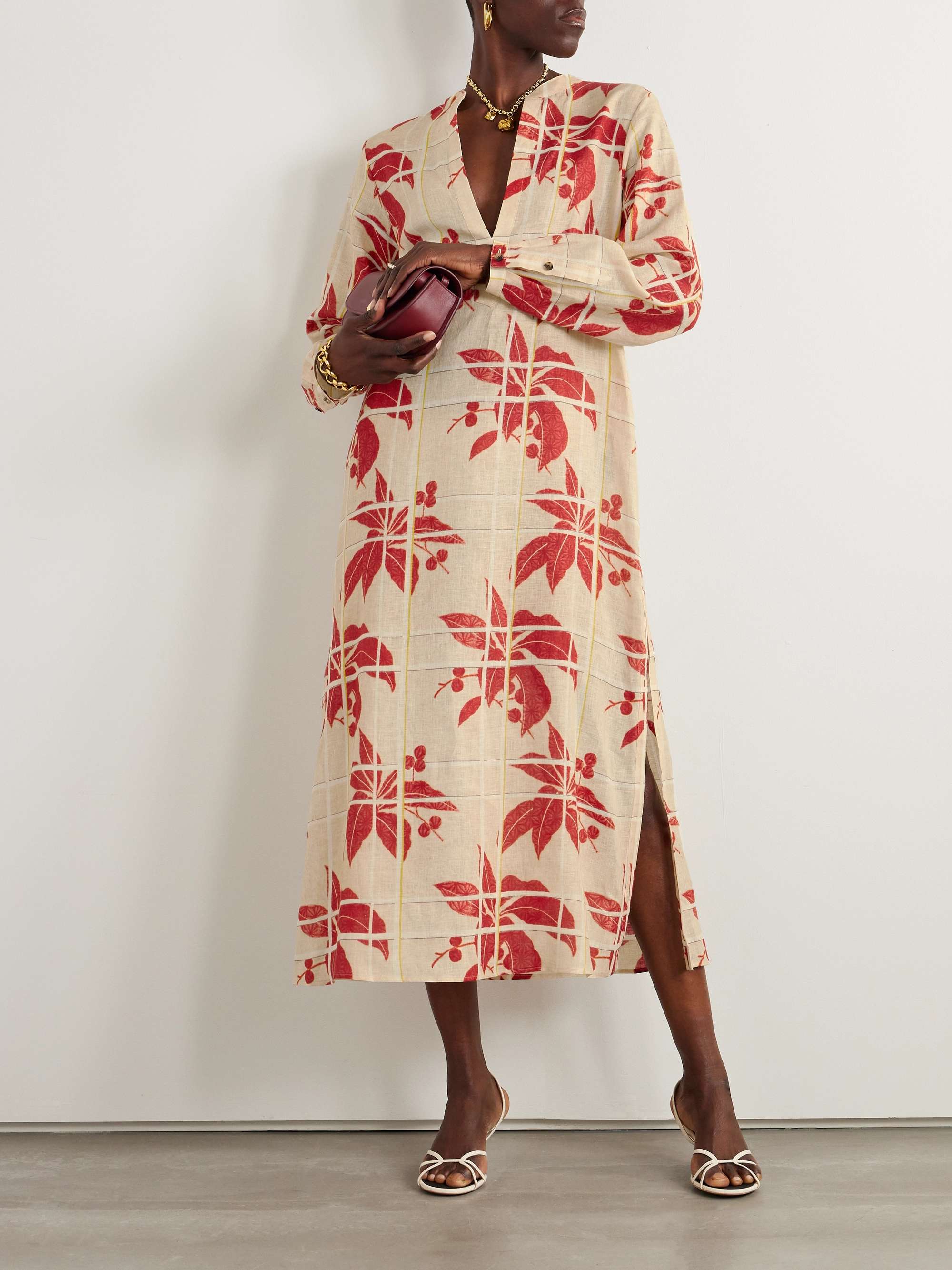 Floral-print linen kaftan view
