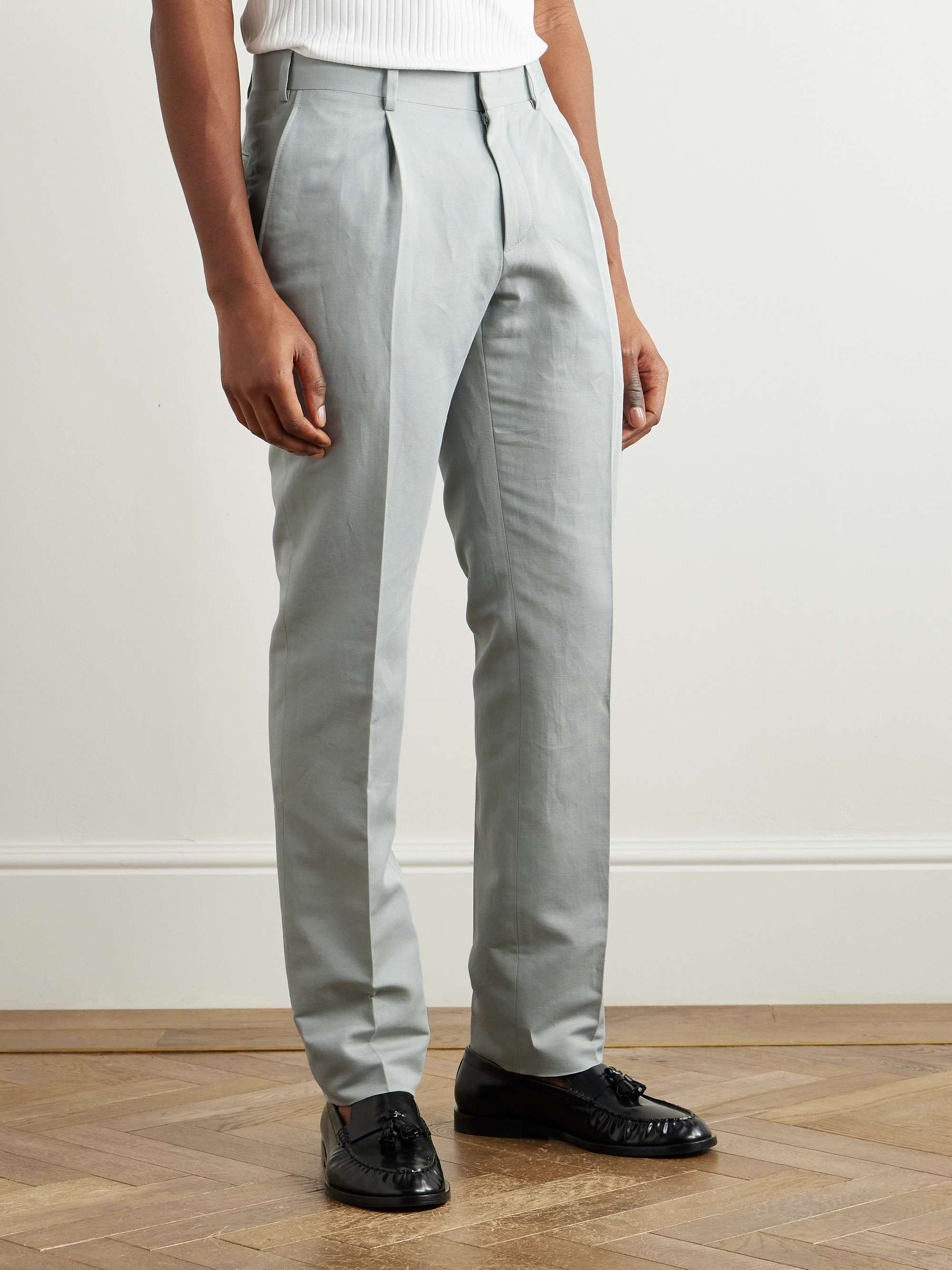 Pienza Tapered Linen and Cotton-Blend Trousers view
