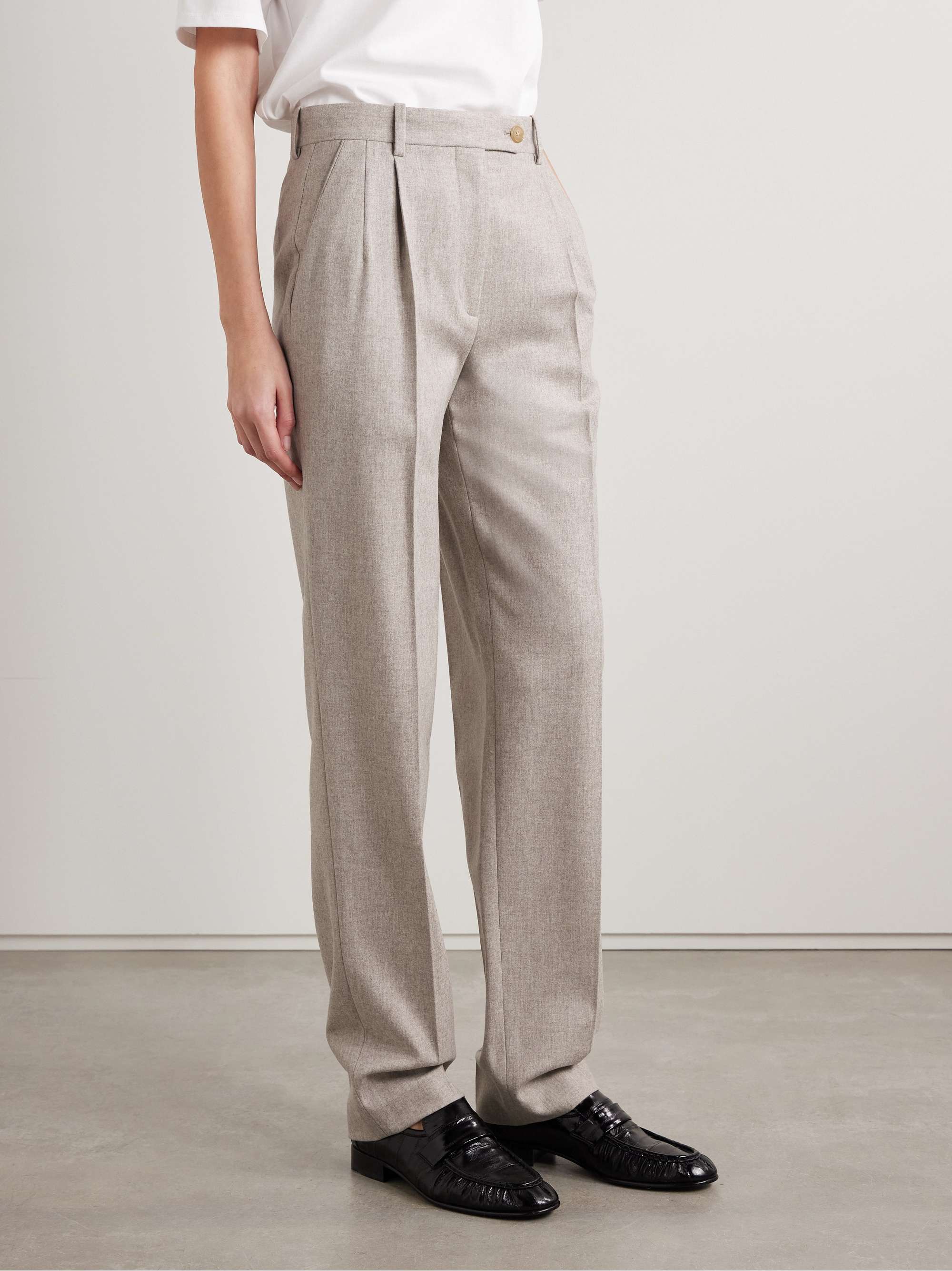 Norbert brushed wool and cashmere-blend straight-leg pants view