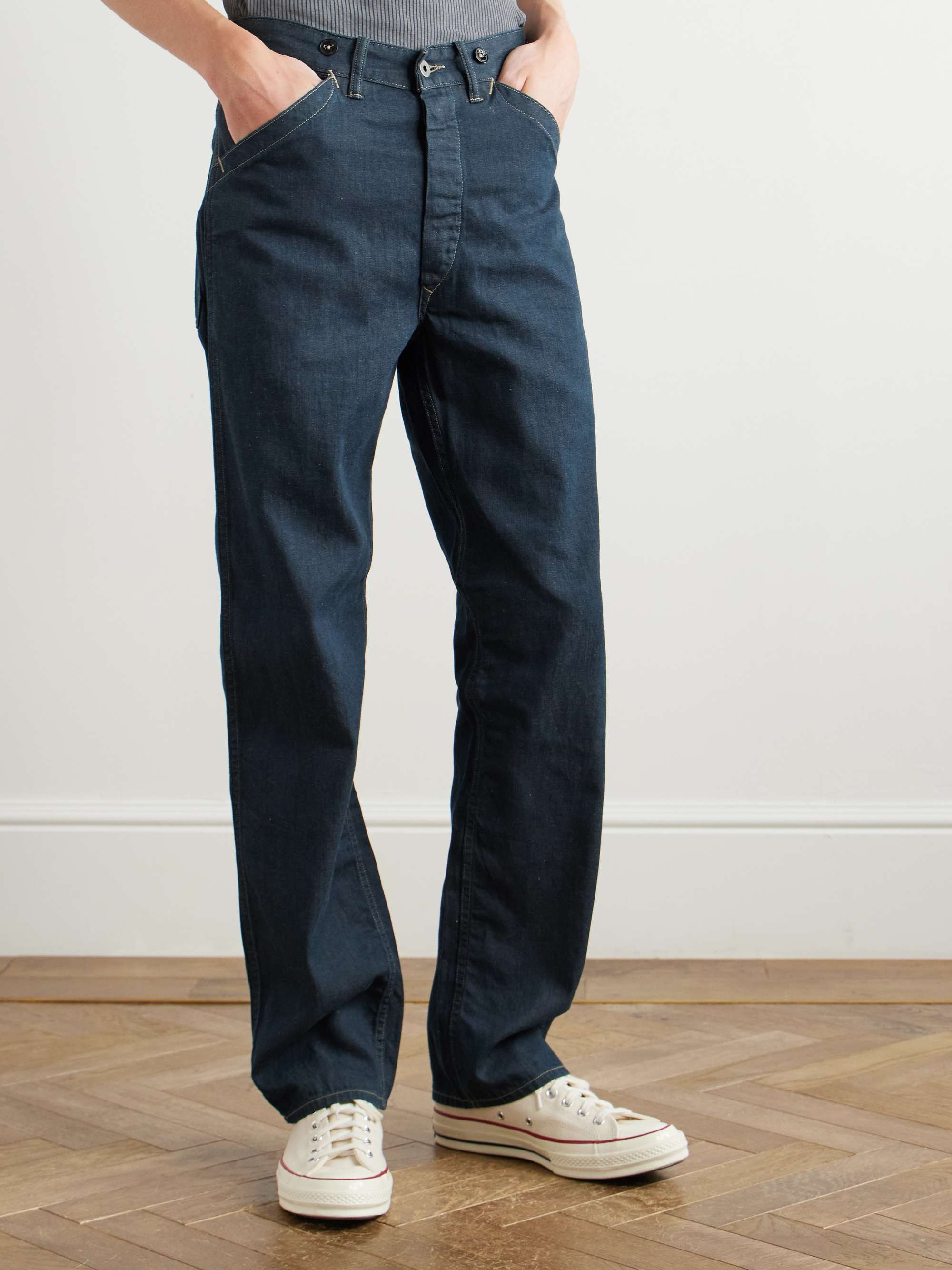 Straight-Leg Indigo-Dyed Denim Trousers view