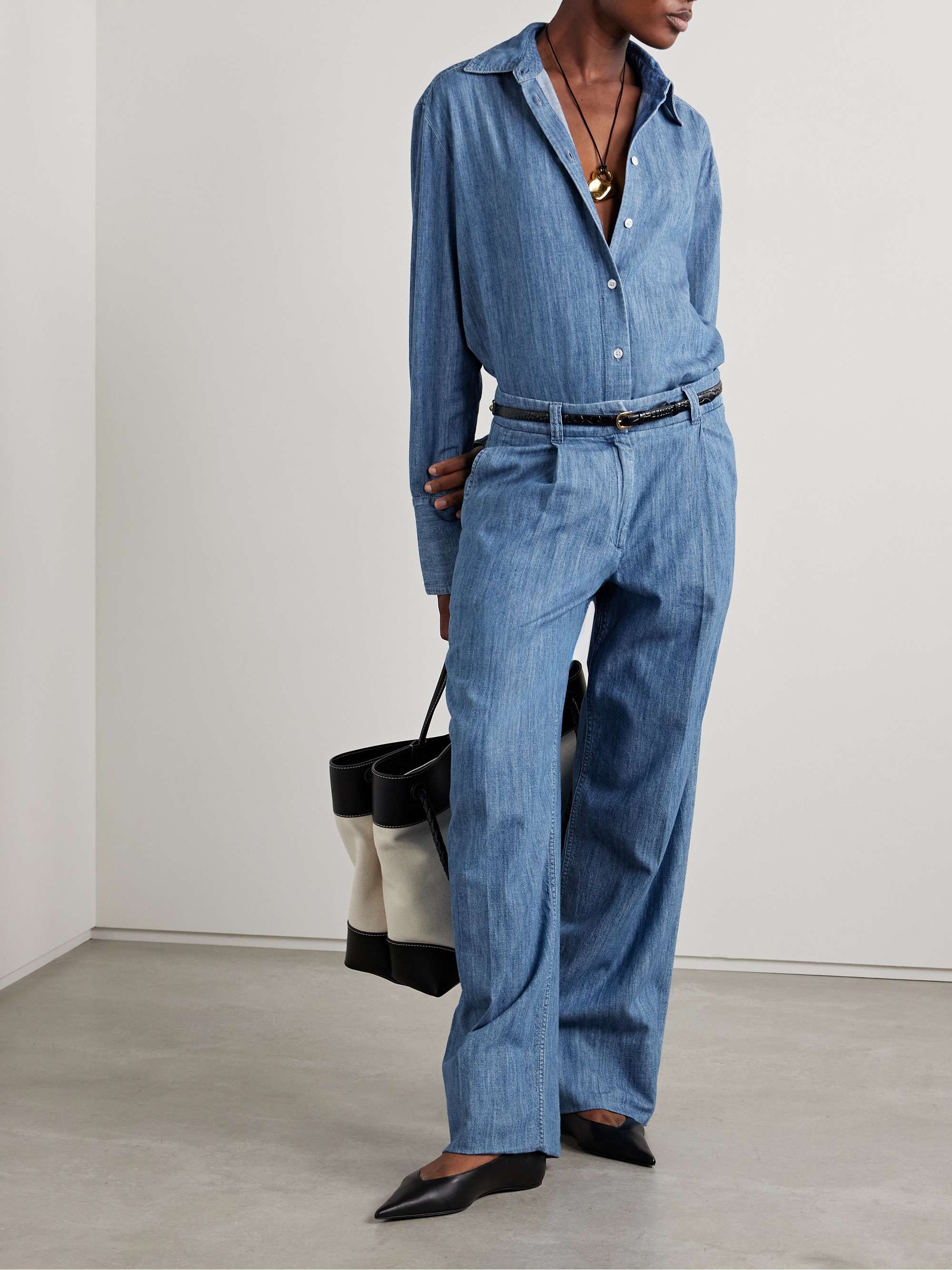 Oversized organic cotton-chambray shirt view