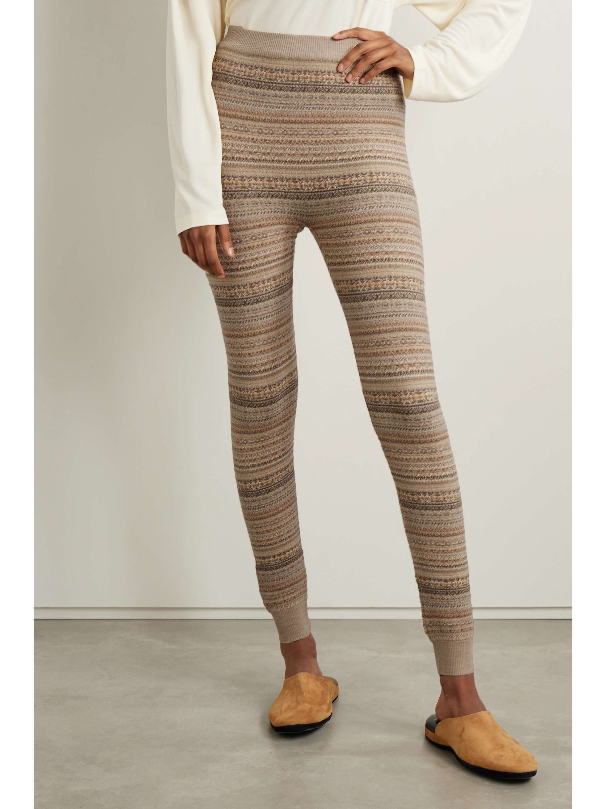 Fair Isle wool-blend tapered leggings view