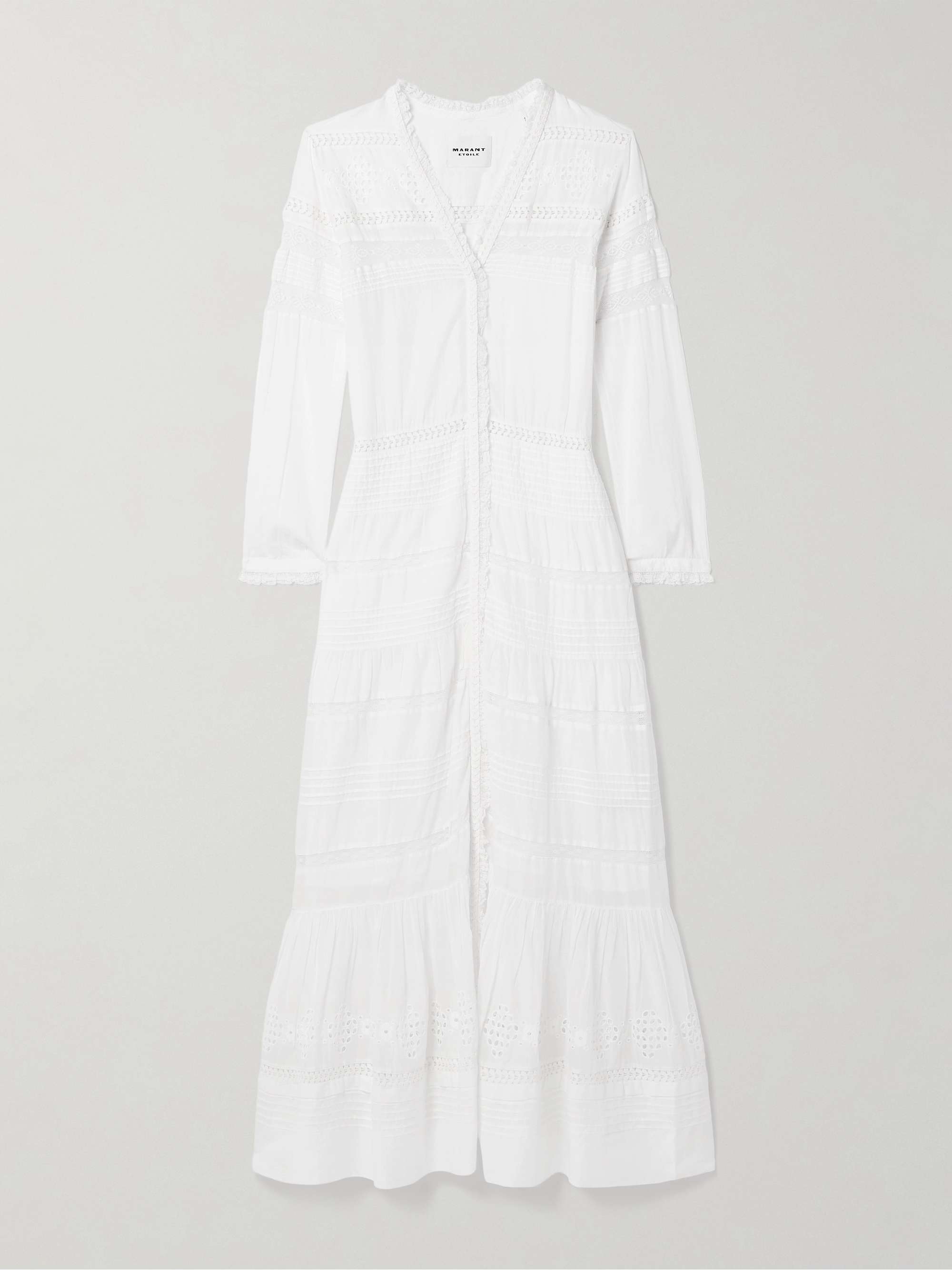 Daniva lace-trimmed broderie anglaise organic cotton-voile maxi dress view
