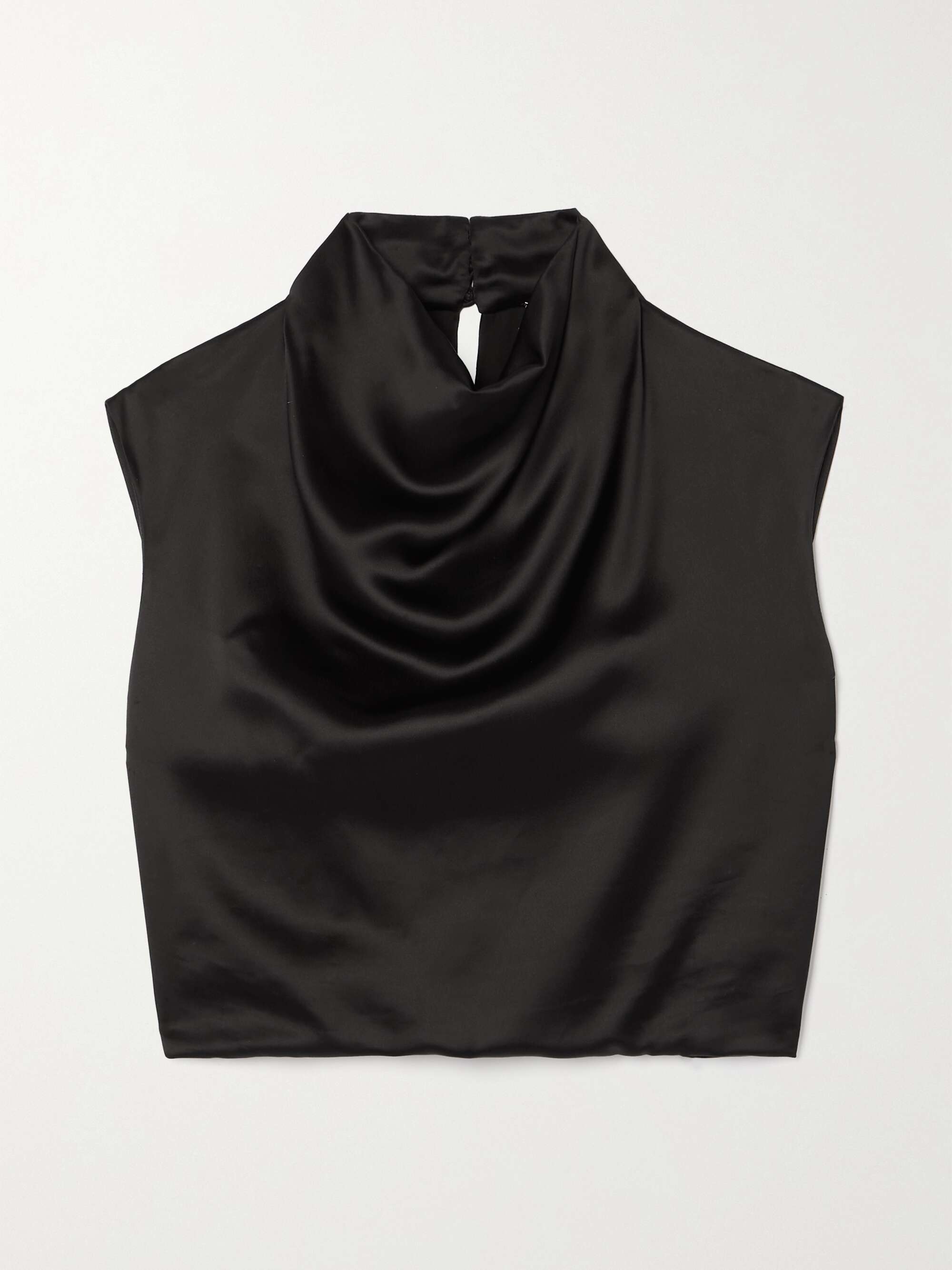 Cropped draped satin blouse view