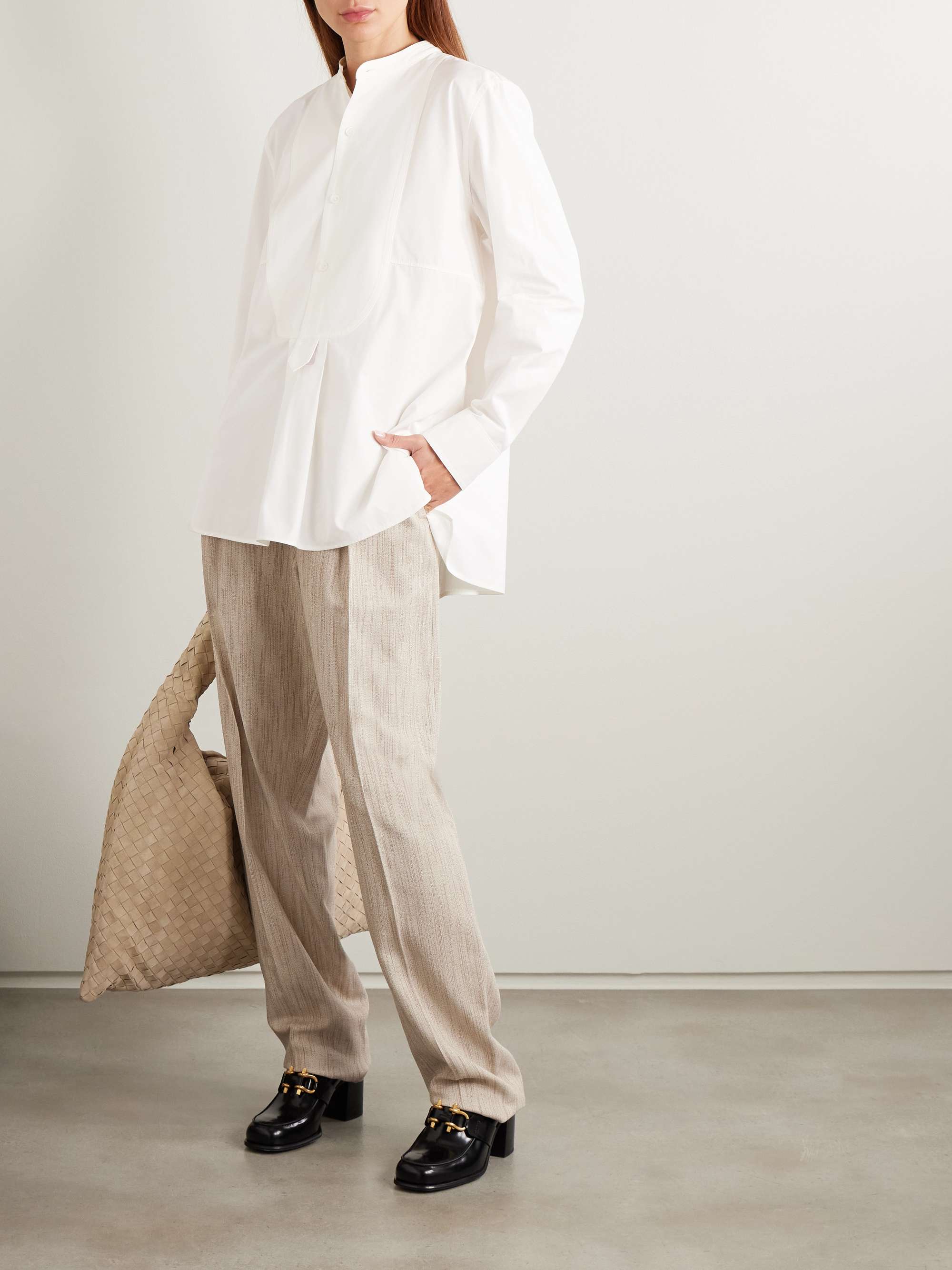 Paneled cotton-blend shirt view