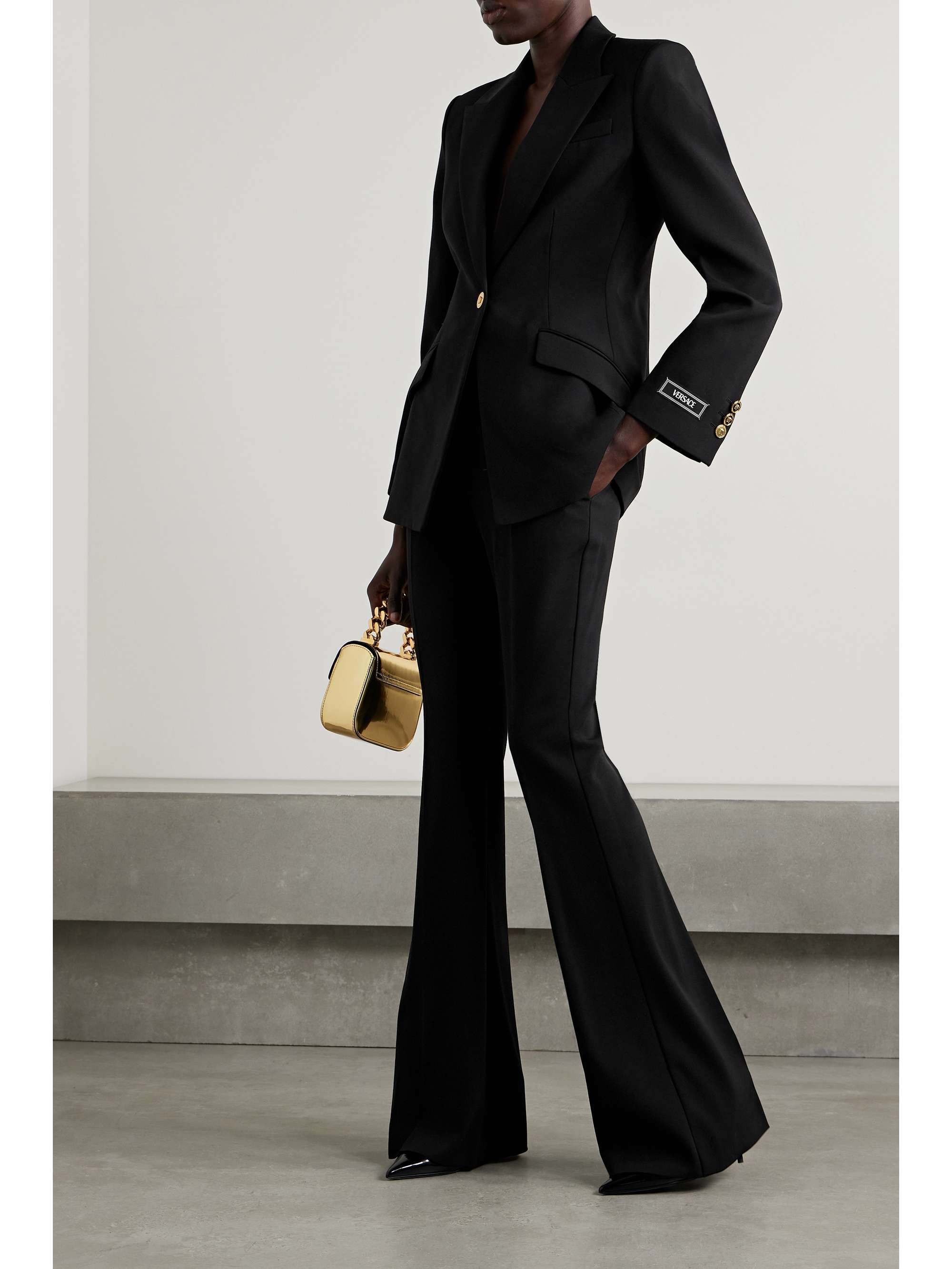Icons embellished wool-blend flared pants view