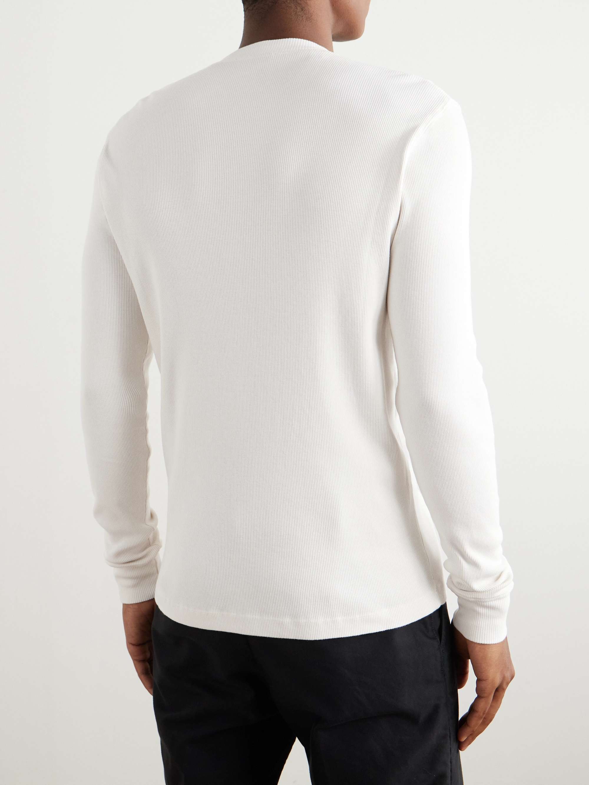 Slim-Fit Ribbed Cotton and Modal-Blend Jersey Henley T-Shirt view