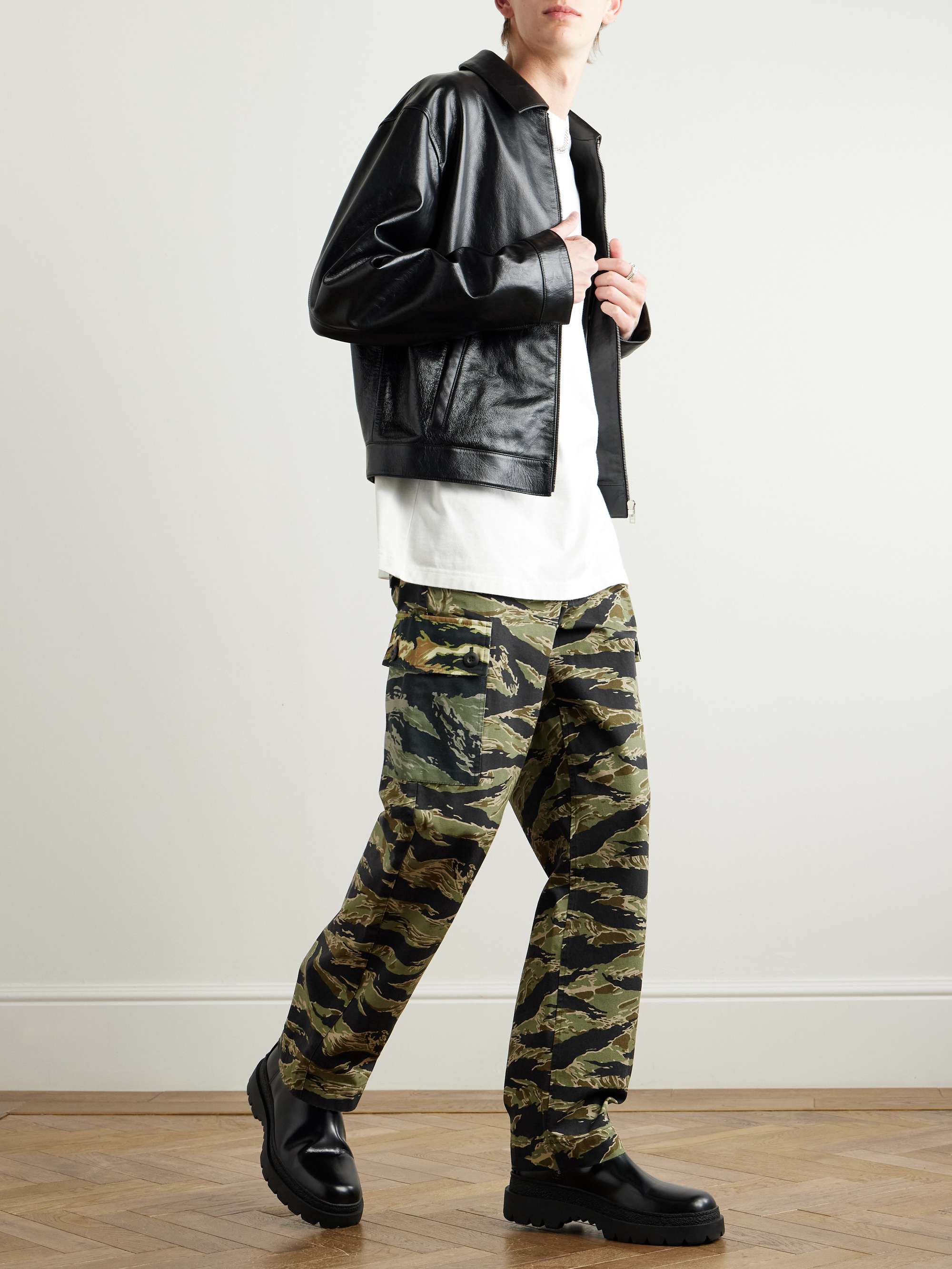 Wide-Leg Camouflage-Print Cotton-Canvas Cargo Trousers view