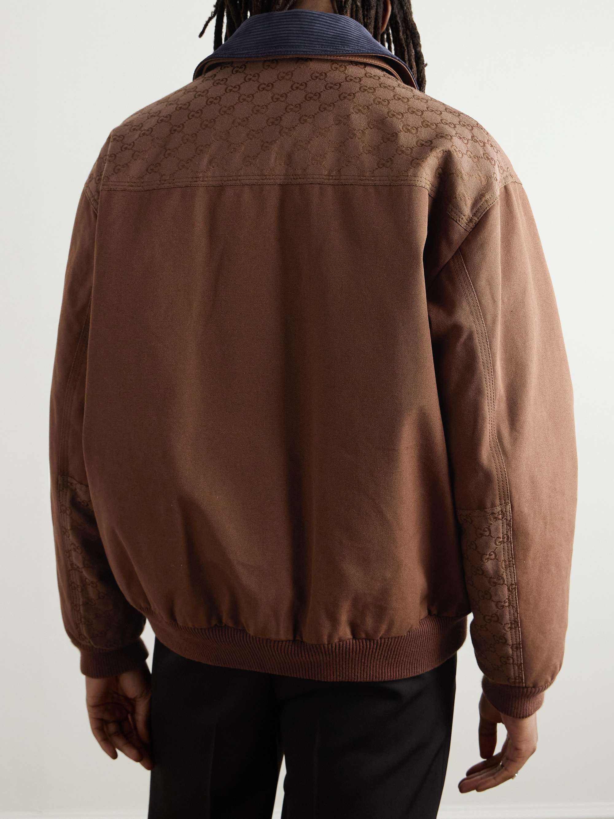 Logo-Appliquéd Suede-Trimmed Padded Cotton-Canvas Blouson Jacket view