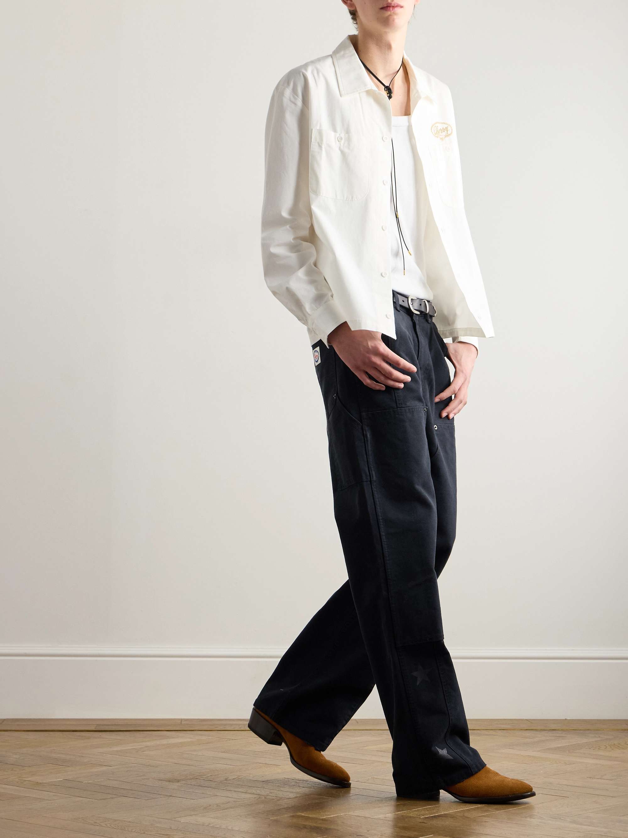 Straight-Leg Printed Cotton-Canvas Cargo Trousers view