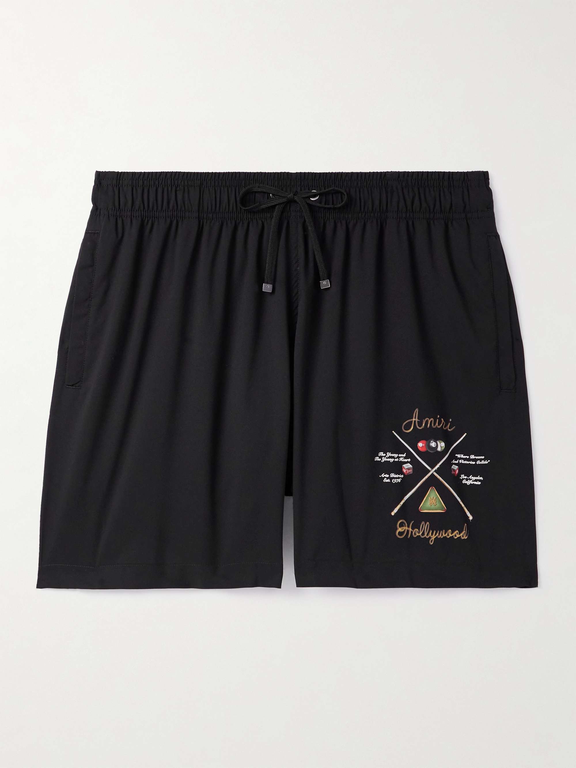 Pool Cue Straight-Leg Mid-Length Logo-Print Swim Shorts view