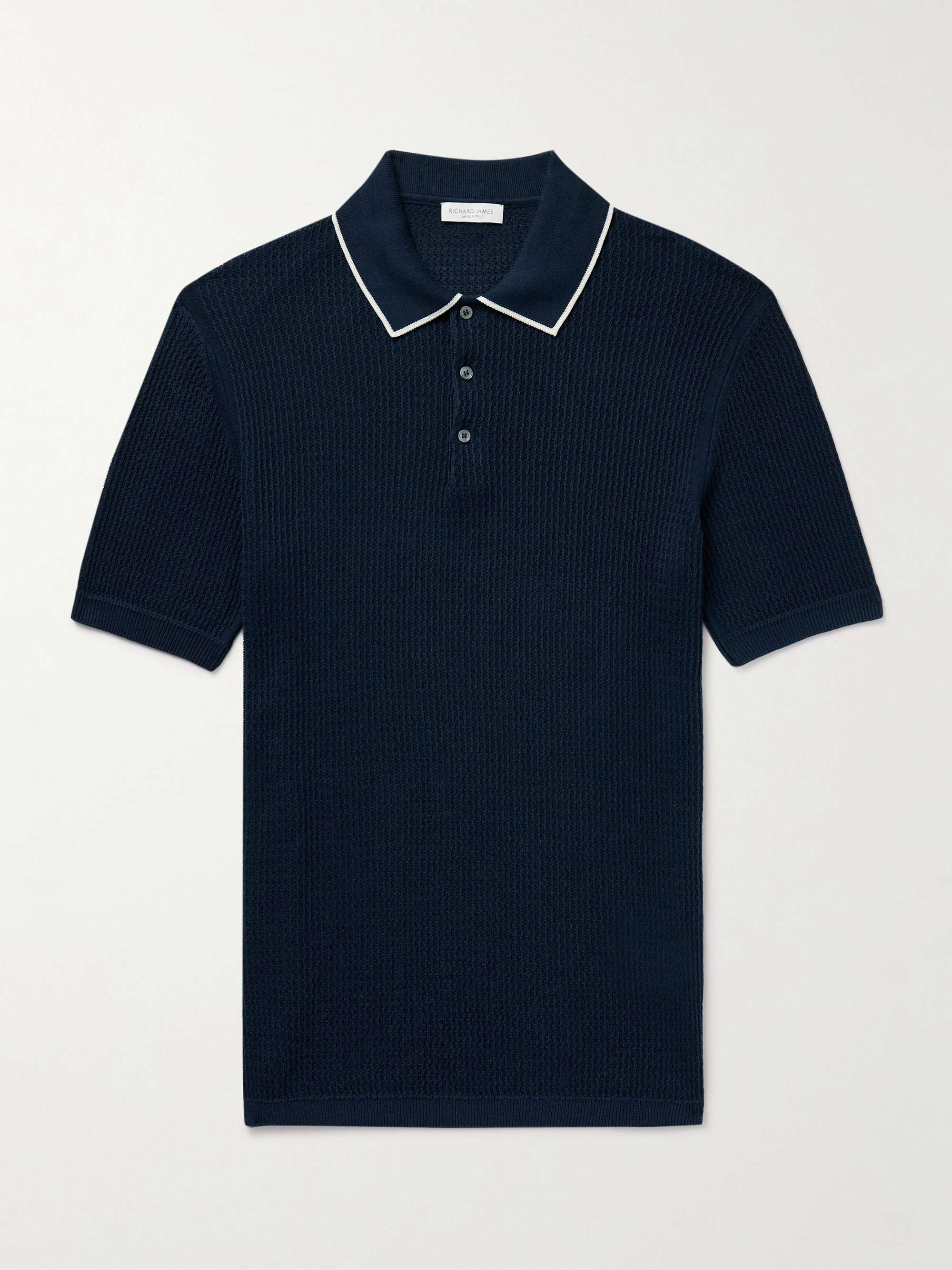 Ribbed Cotton and Silk-Blend Polo Shirt view