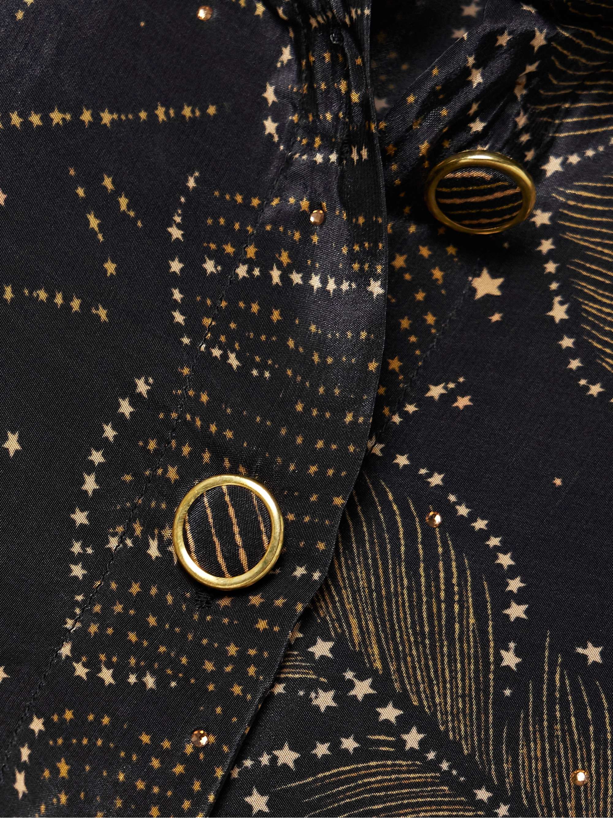 Crystal-embellished printed crepe de chine shirt view