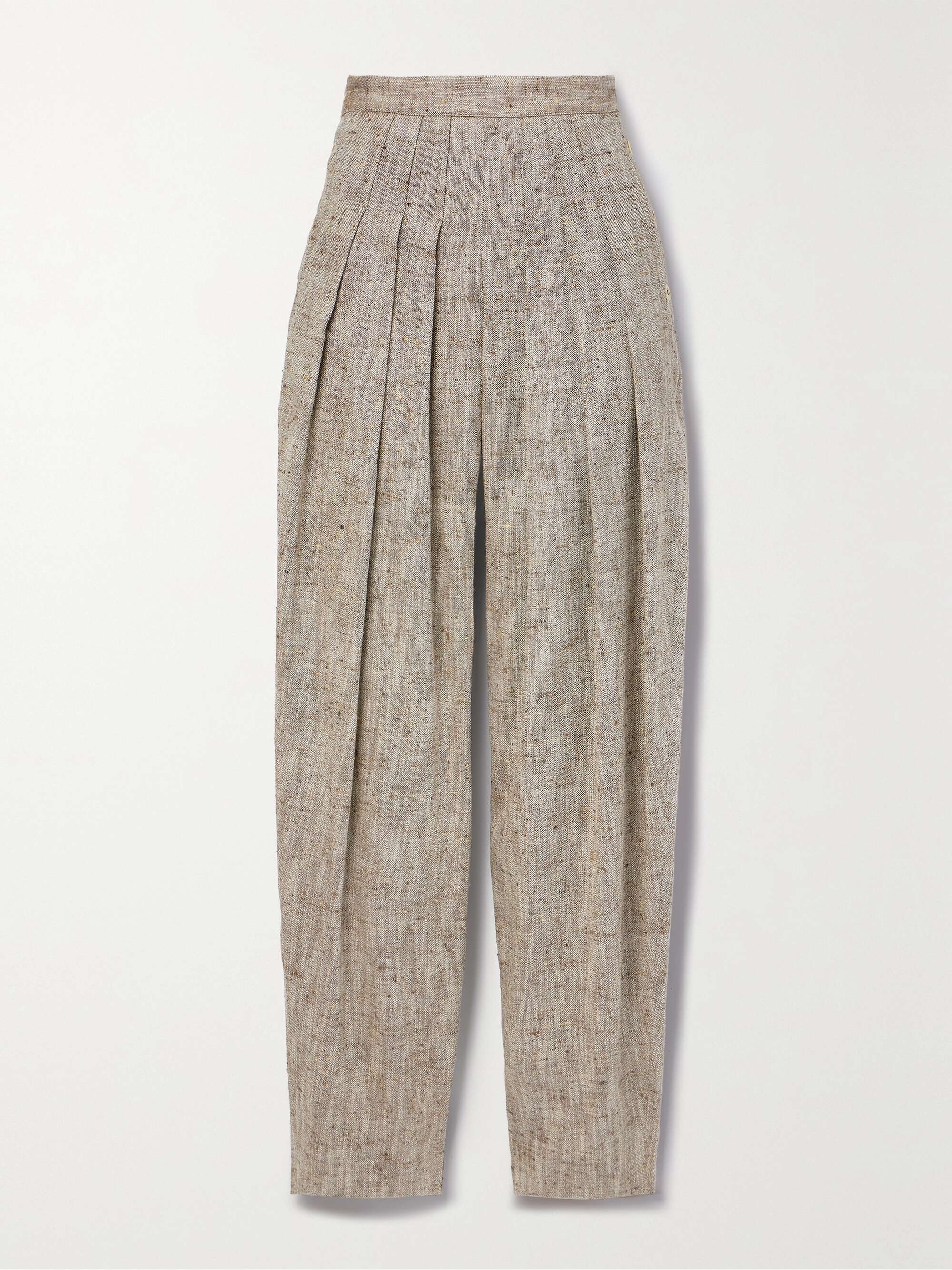 Asael pleated silk, hemp and cotton-blend tweed tapered pants view