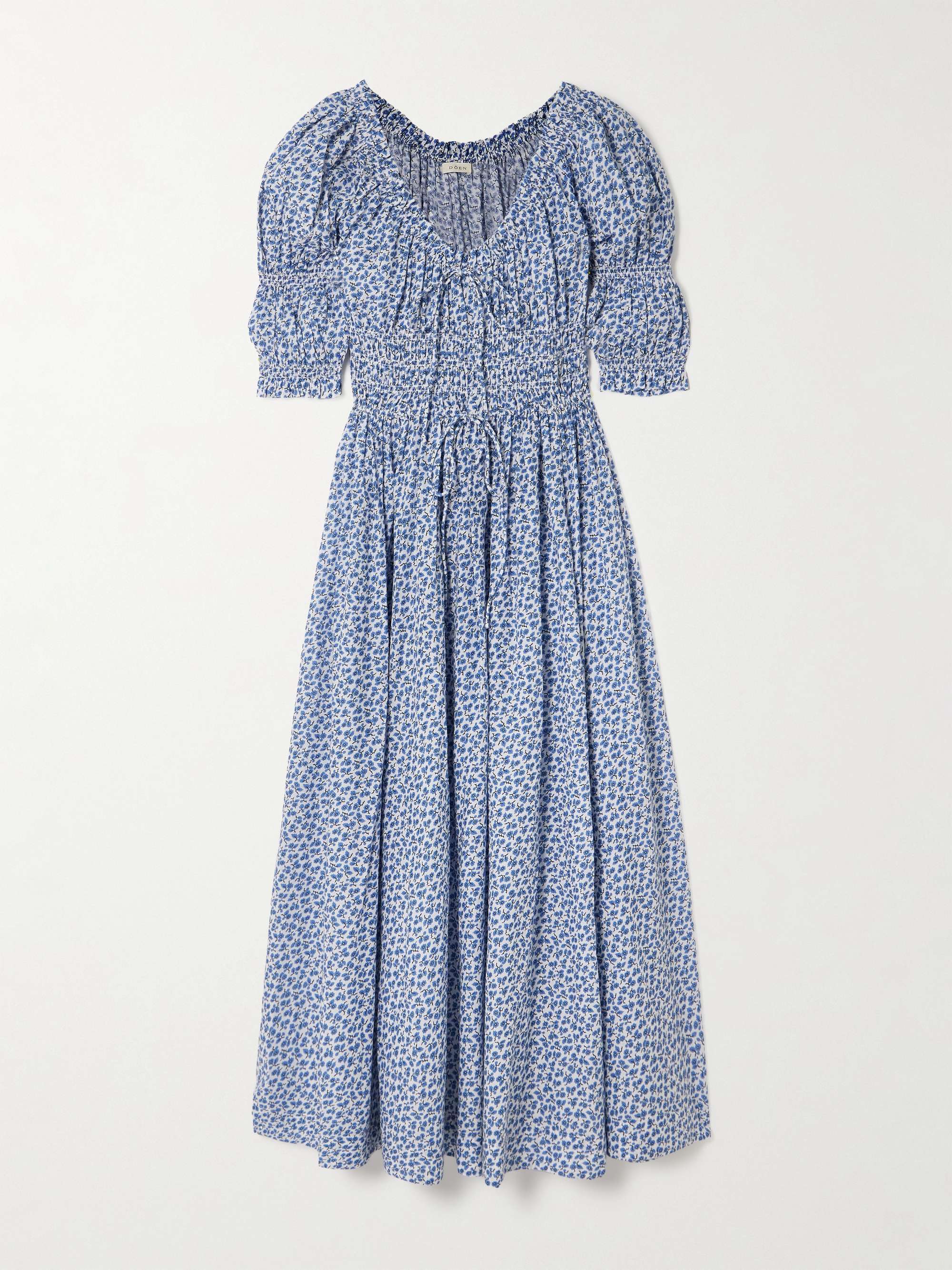 Ischia shirred floral-print organic cotton-voile midi dress view
