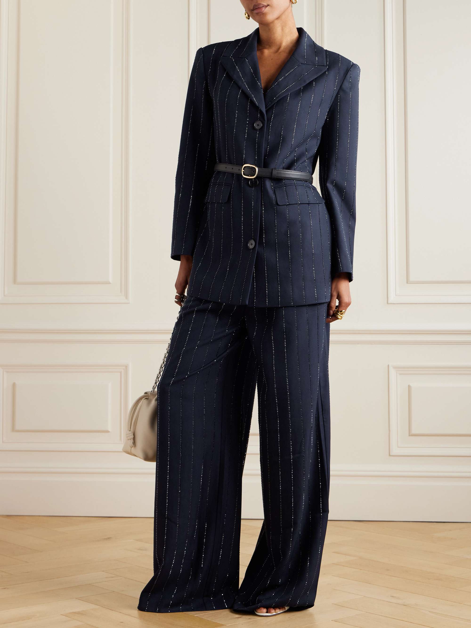 Crystal-embellished twill blazer view