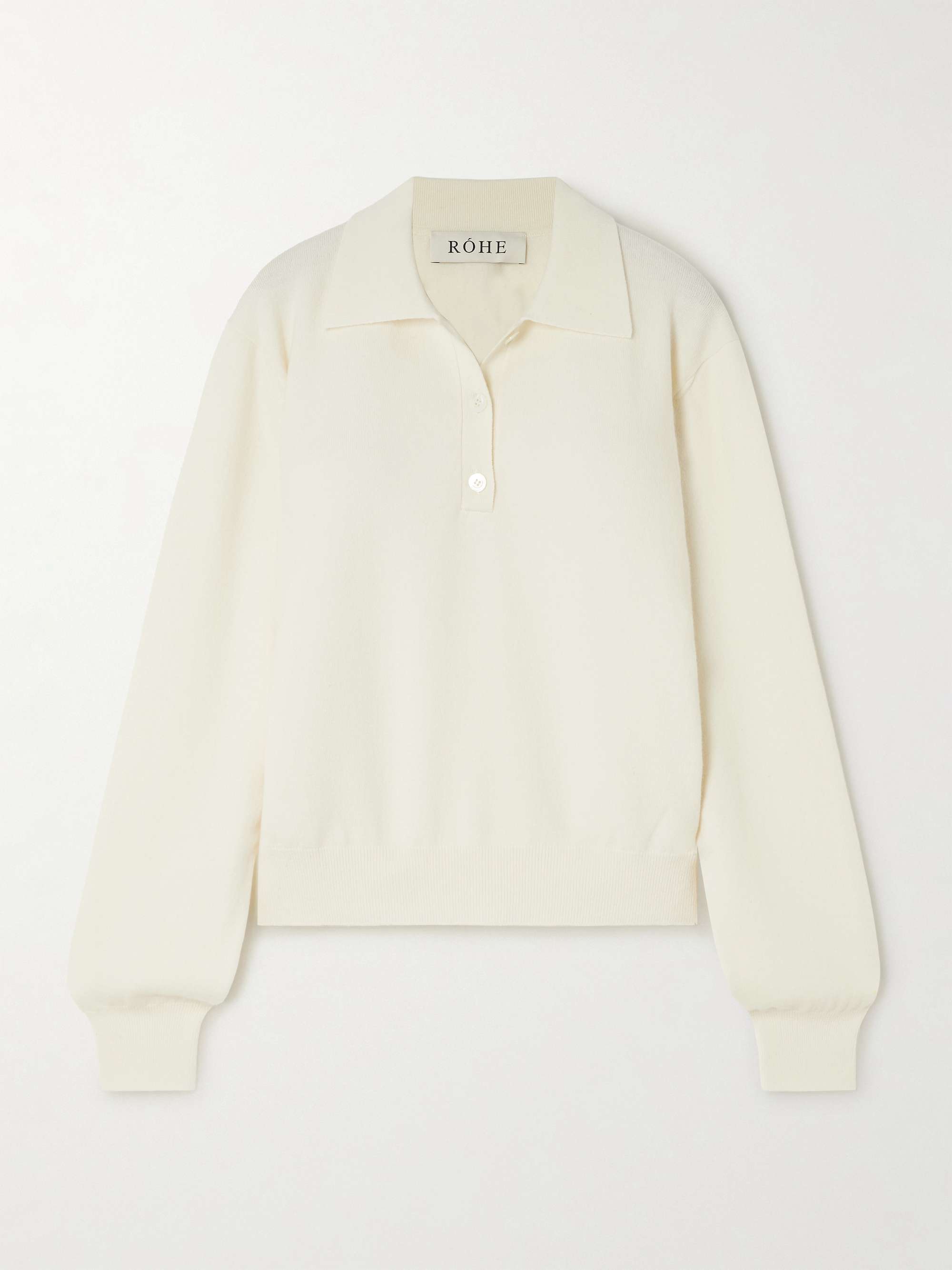 Merino wool and cashmere-blend polo sweater view