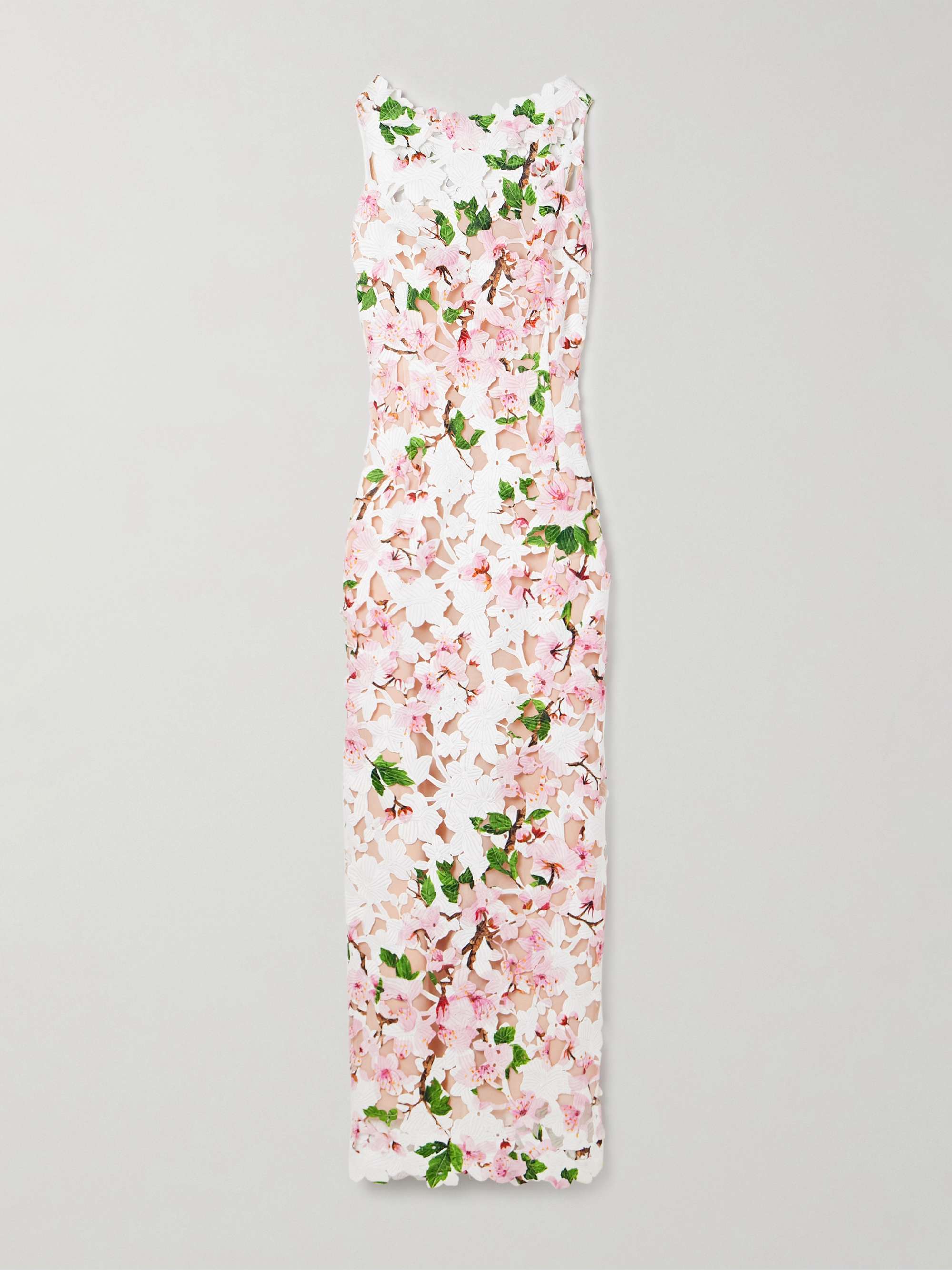 Floral-print guipure lace gown view