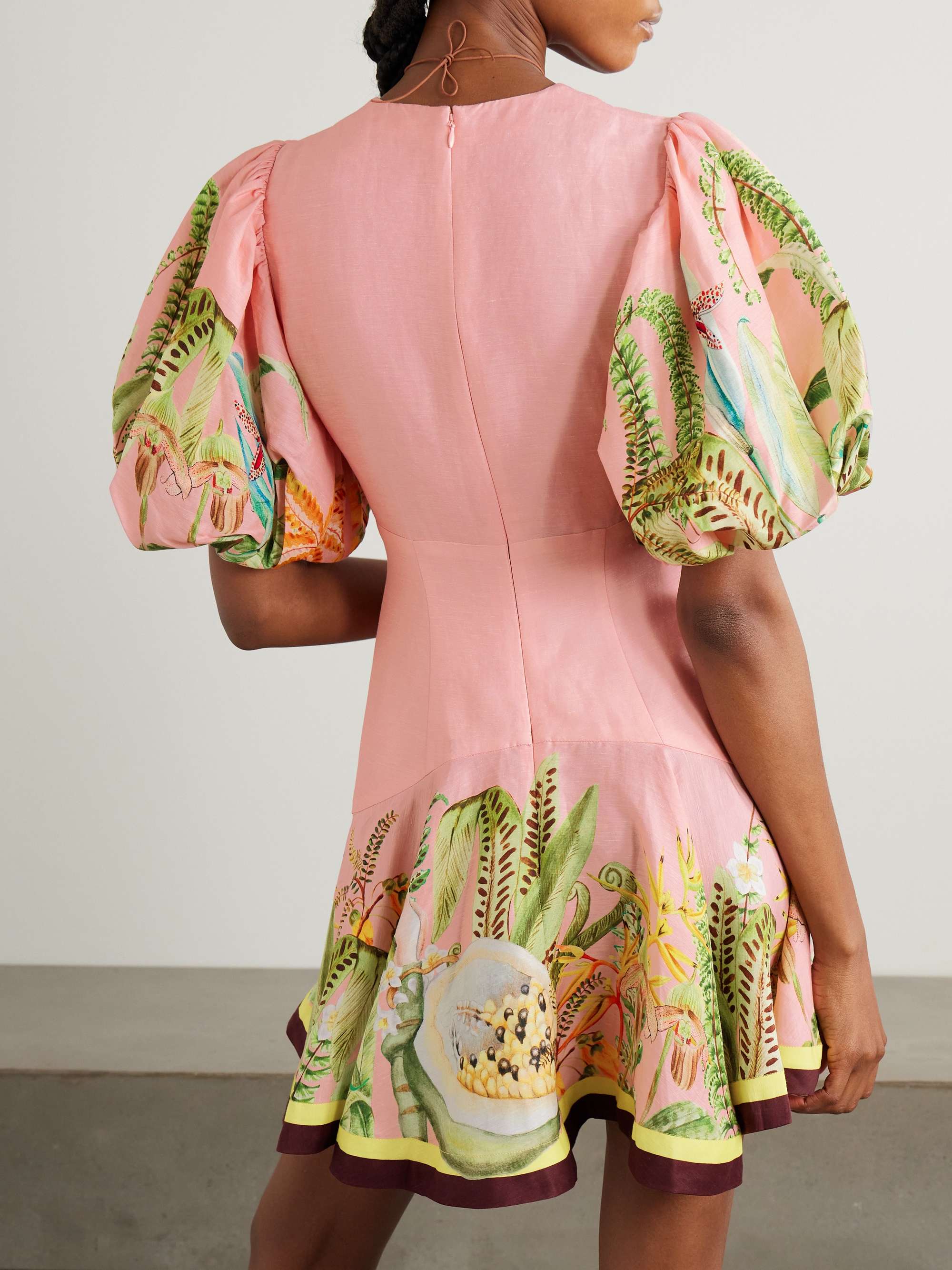 Papaya printed linen-blend mini dress view
