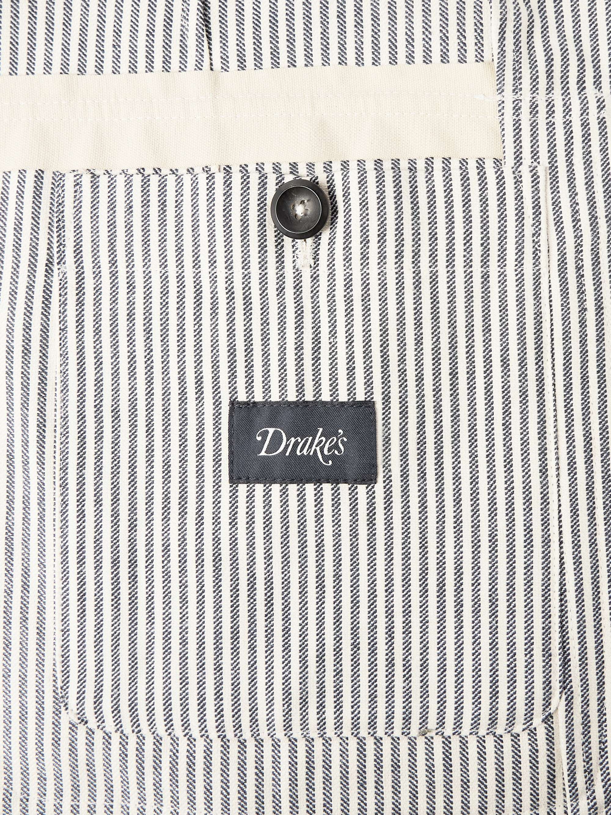 Unstructured Striped Cotton and Linen-Blend Blazer view