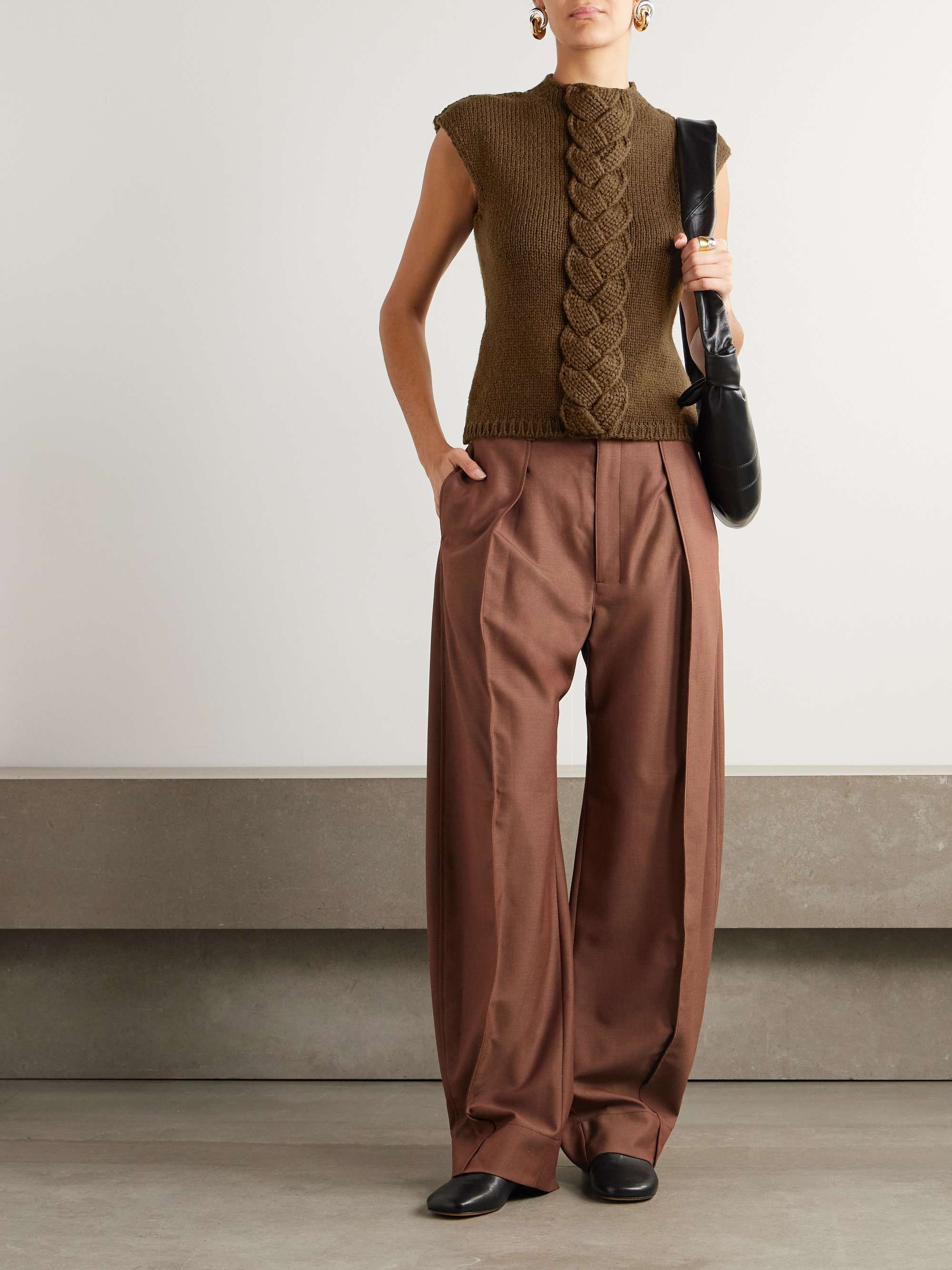 Cable-knit wool-blend vest view