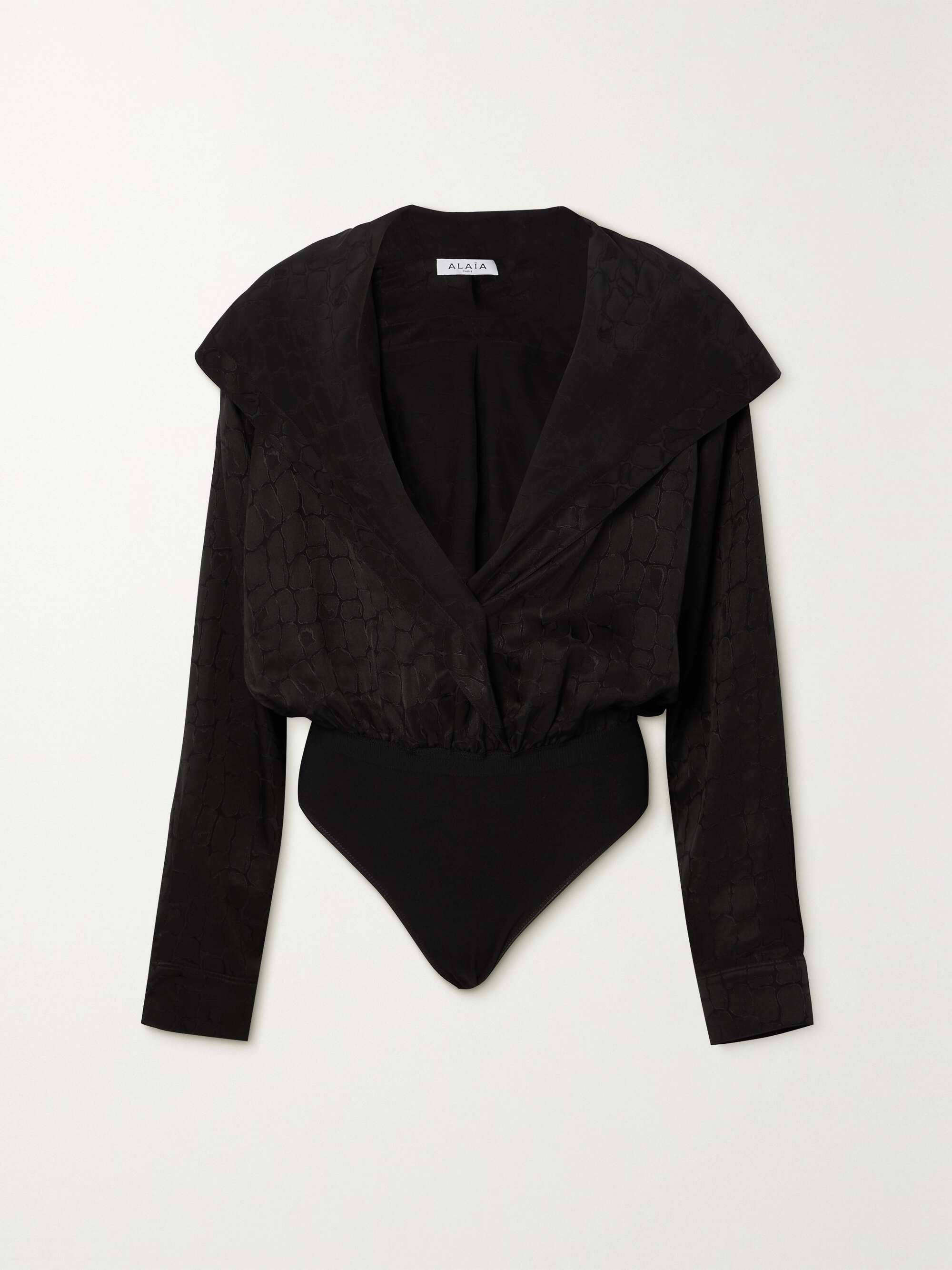 Archetypes hooded satin-jacquard bodysuit view