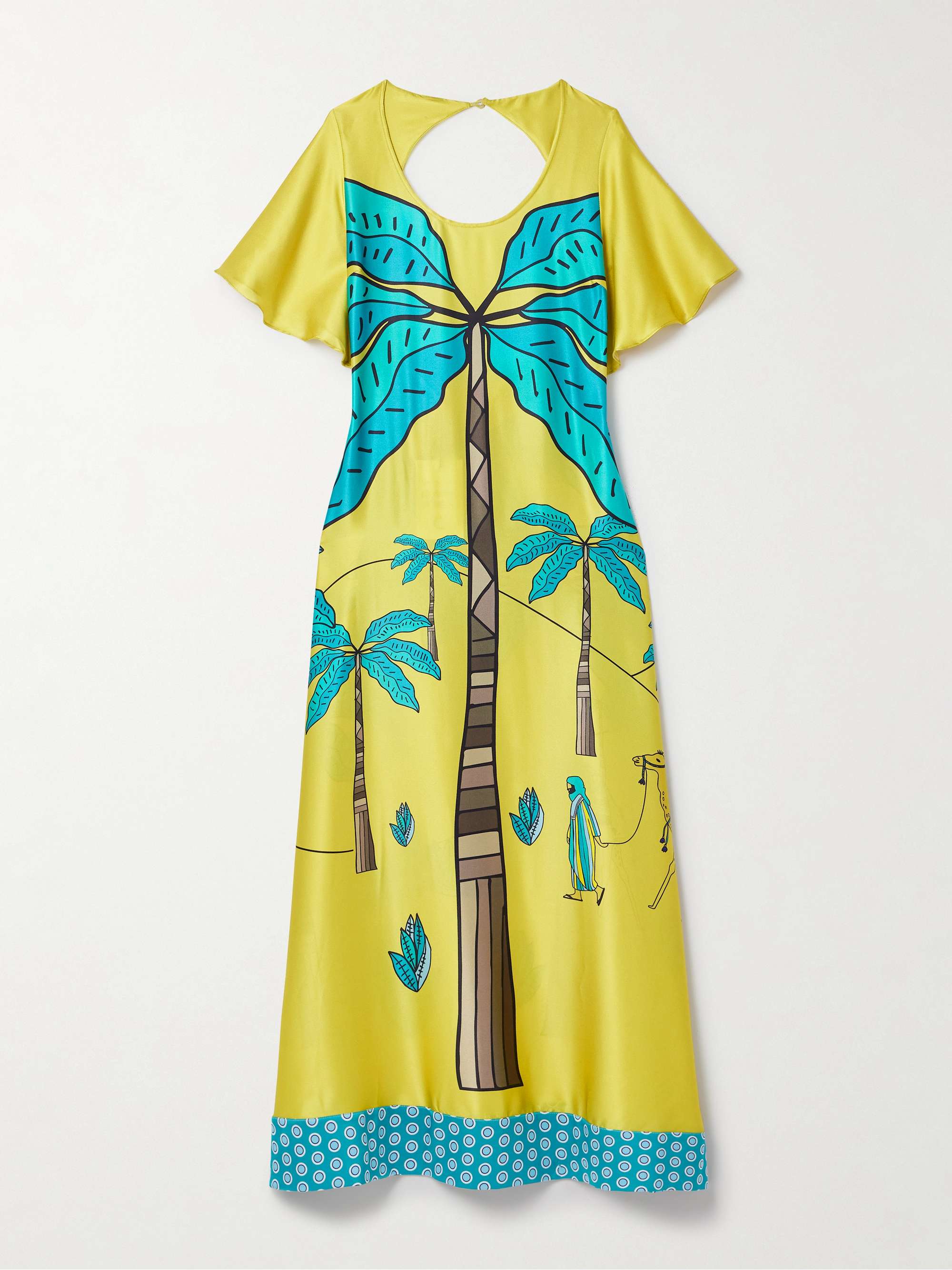 Brigitte open-back printed silk-satin maxi dress view