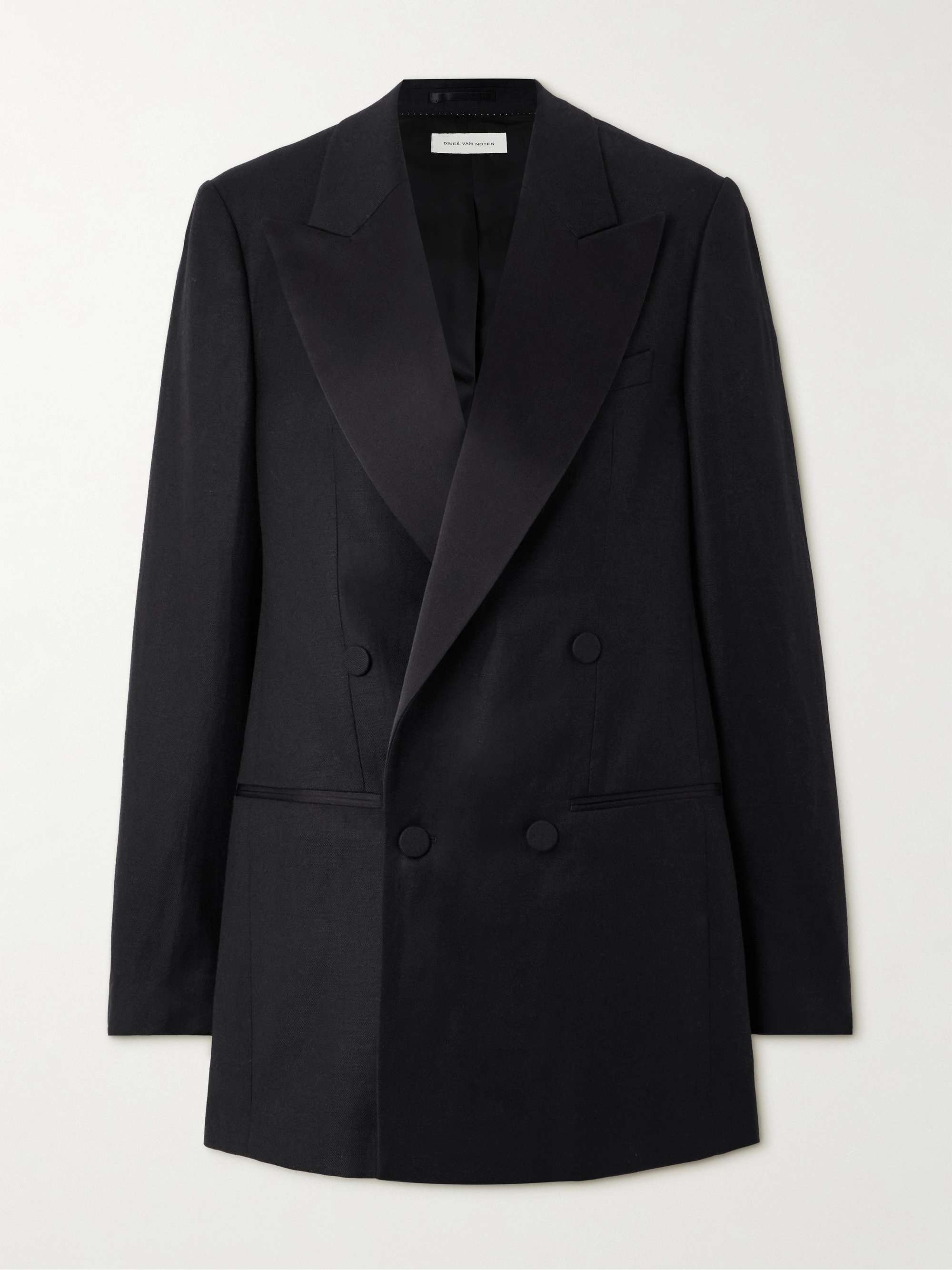 Oversized double-breasted wool, linen and silk-blend twill blazer view