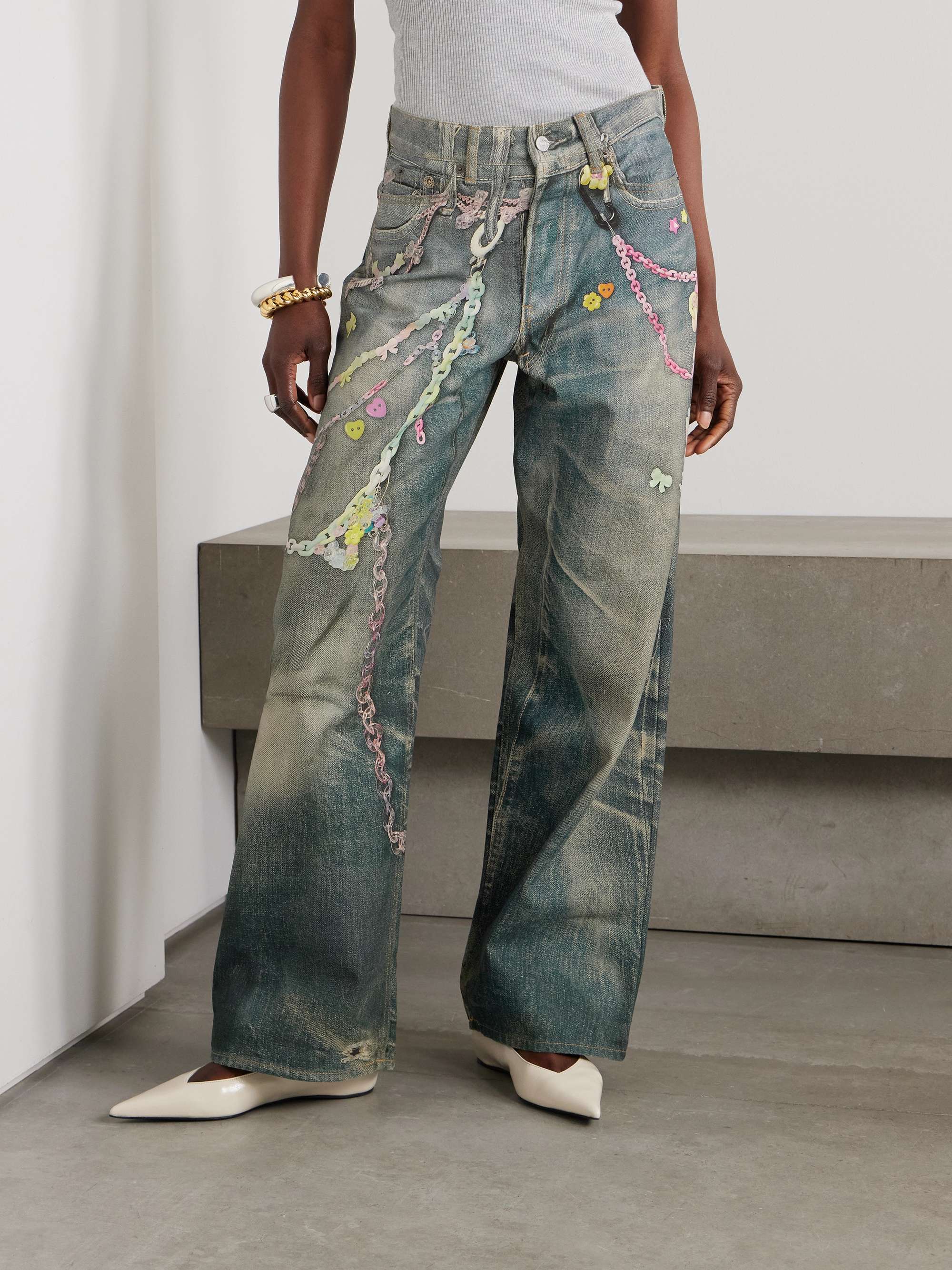 Printed wide-leg jeans view