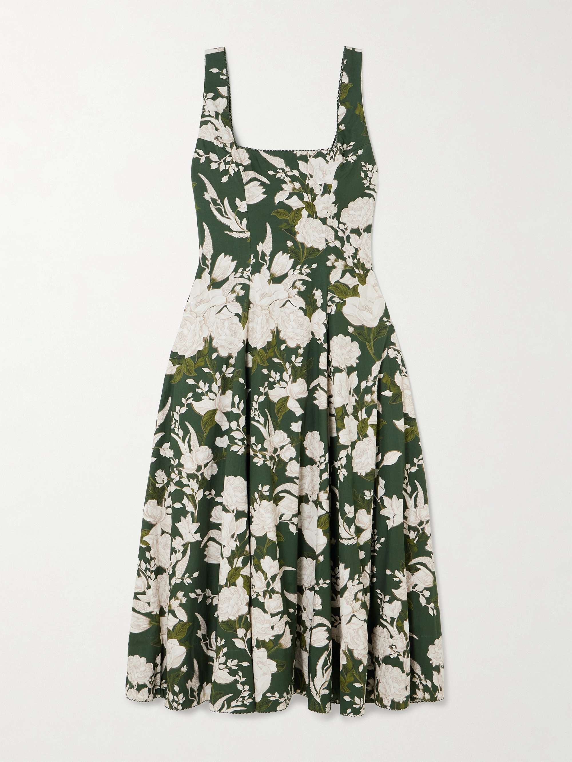 Pistilo Gardenia picot-trimmed floral-print cotton-poplin midi dress view