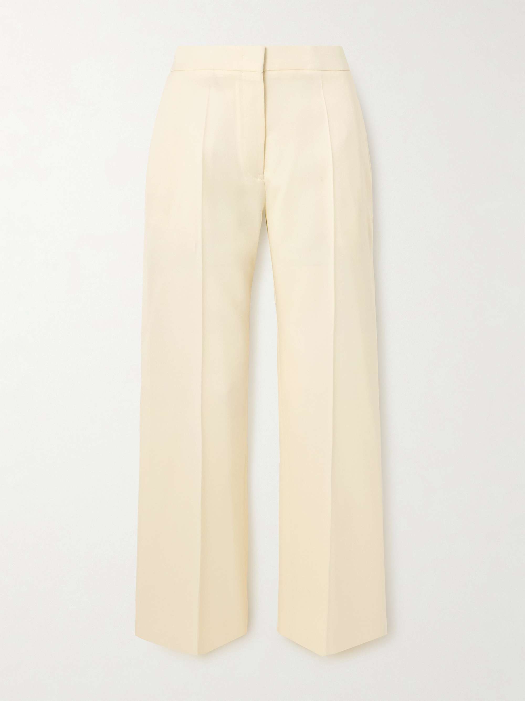 Pleated wool-twill straight-leg pants view