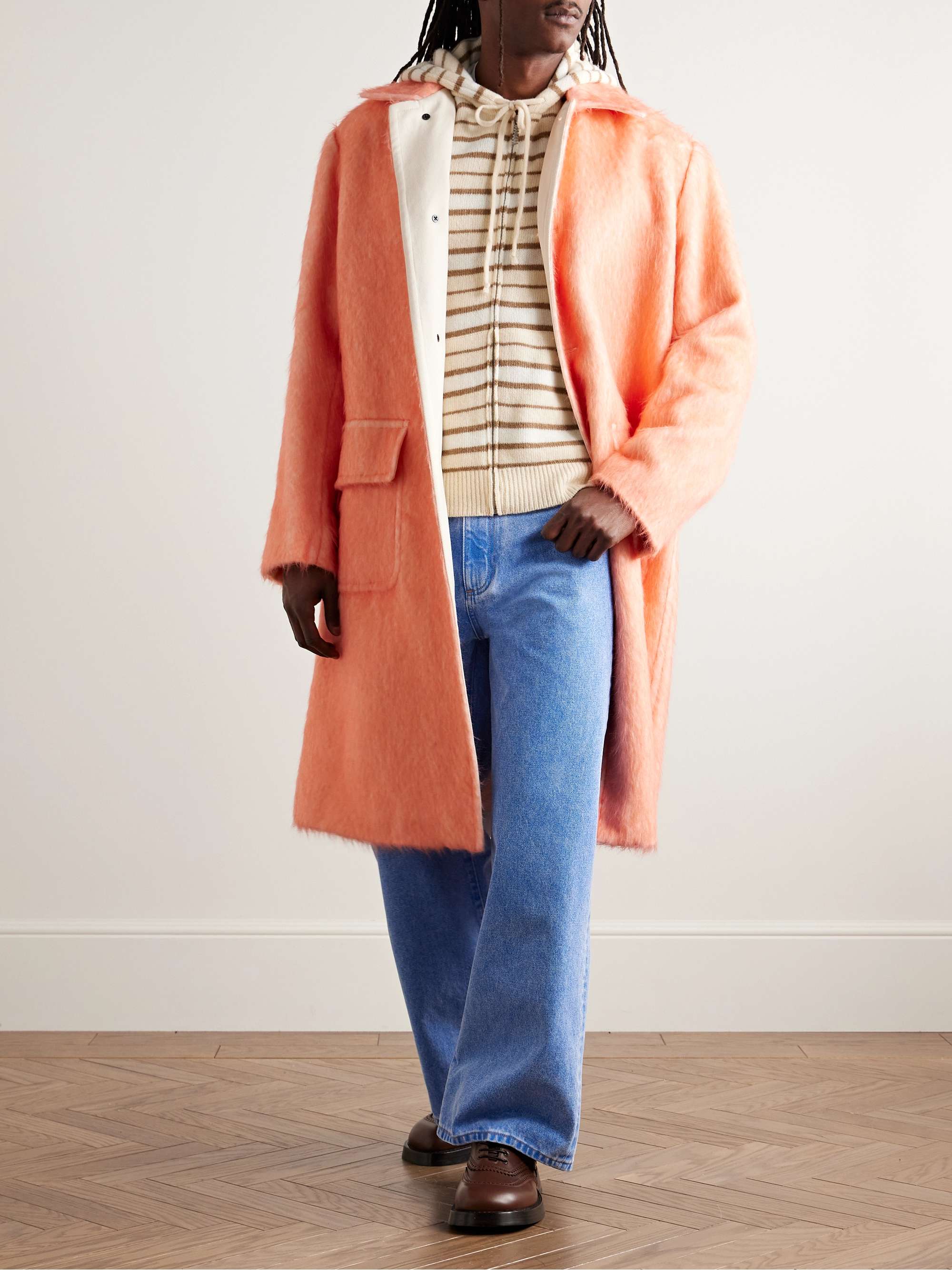 Embroidered Striped Virgin Wool and Cashmere-Blend Zip-Up Hoodie view