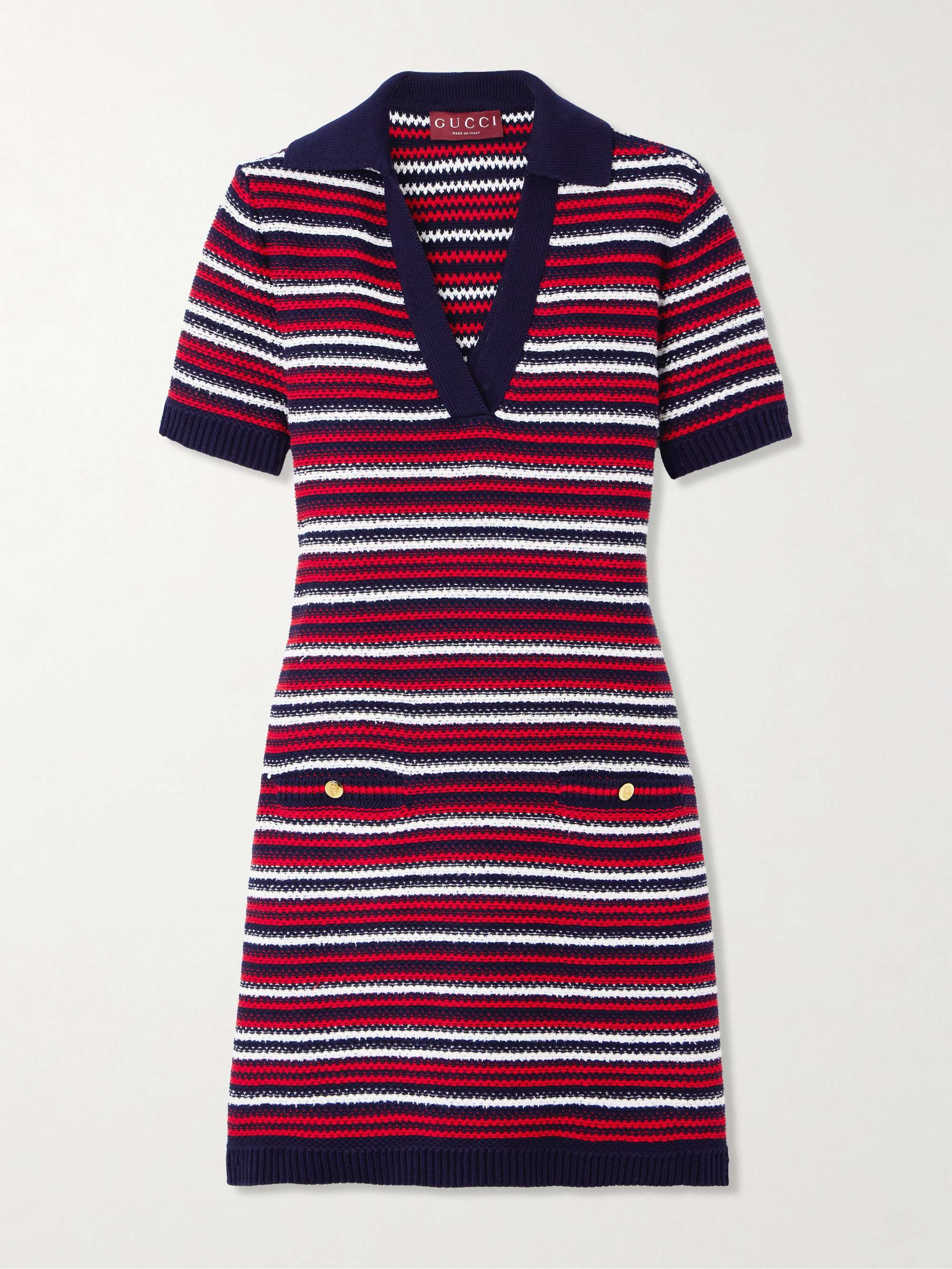 Striped jacquard-knit cotton-blend mini dress view