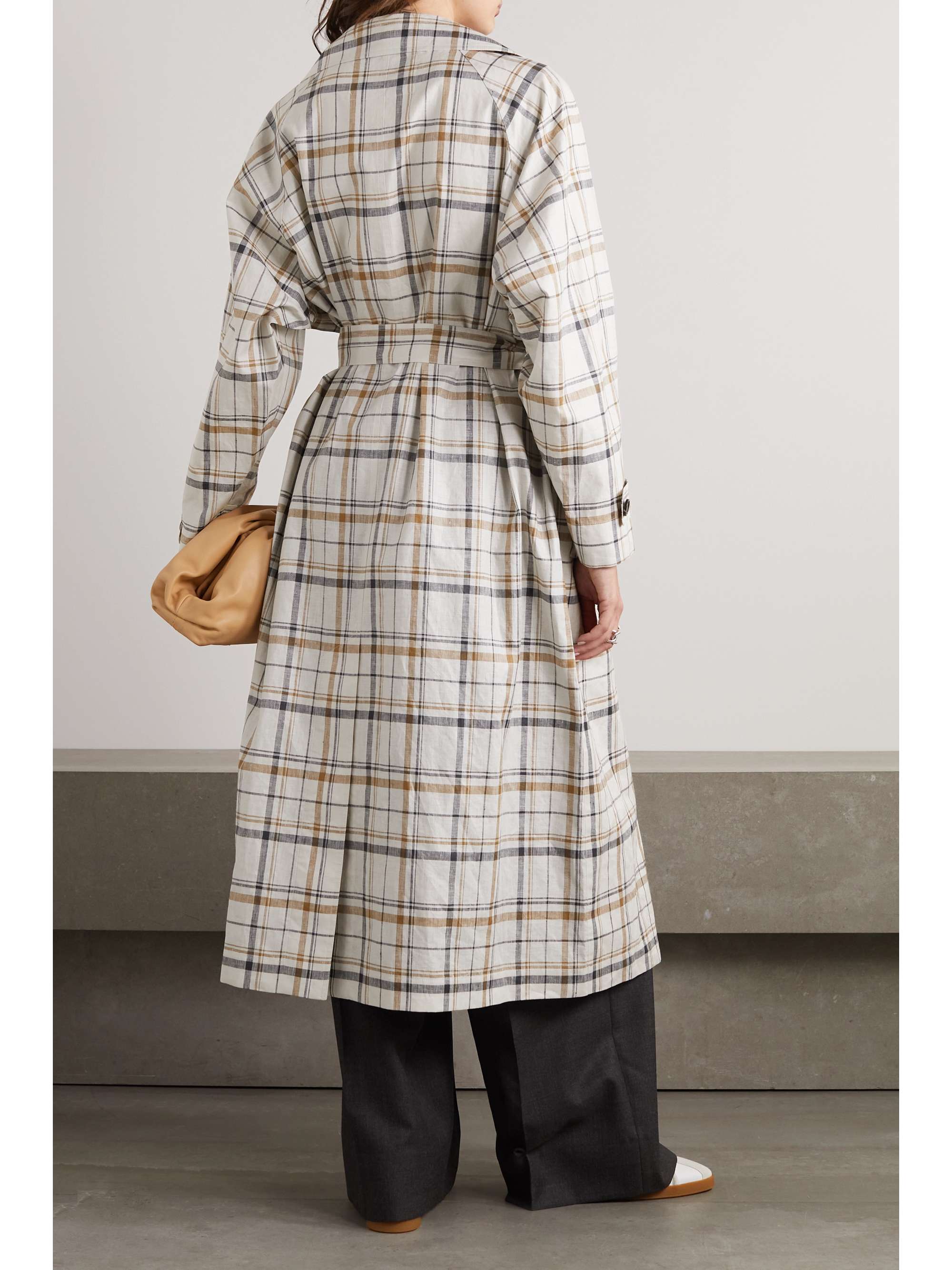 Bille checked belted linen trench coat view