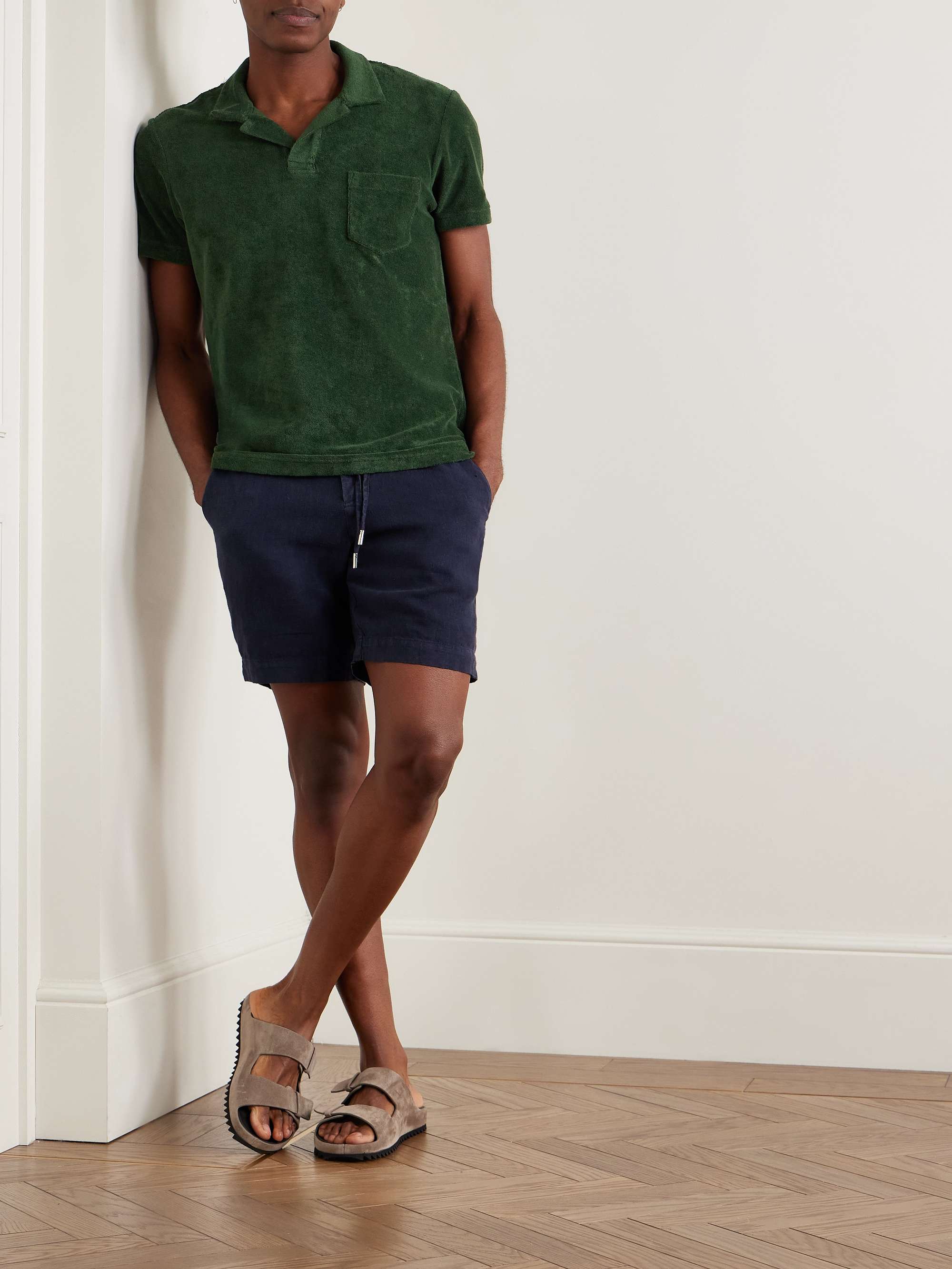 Camp-Collar Cotton-Terry Polo Shirt view