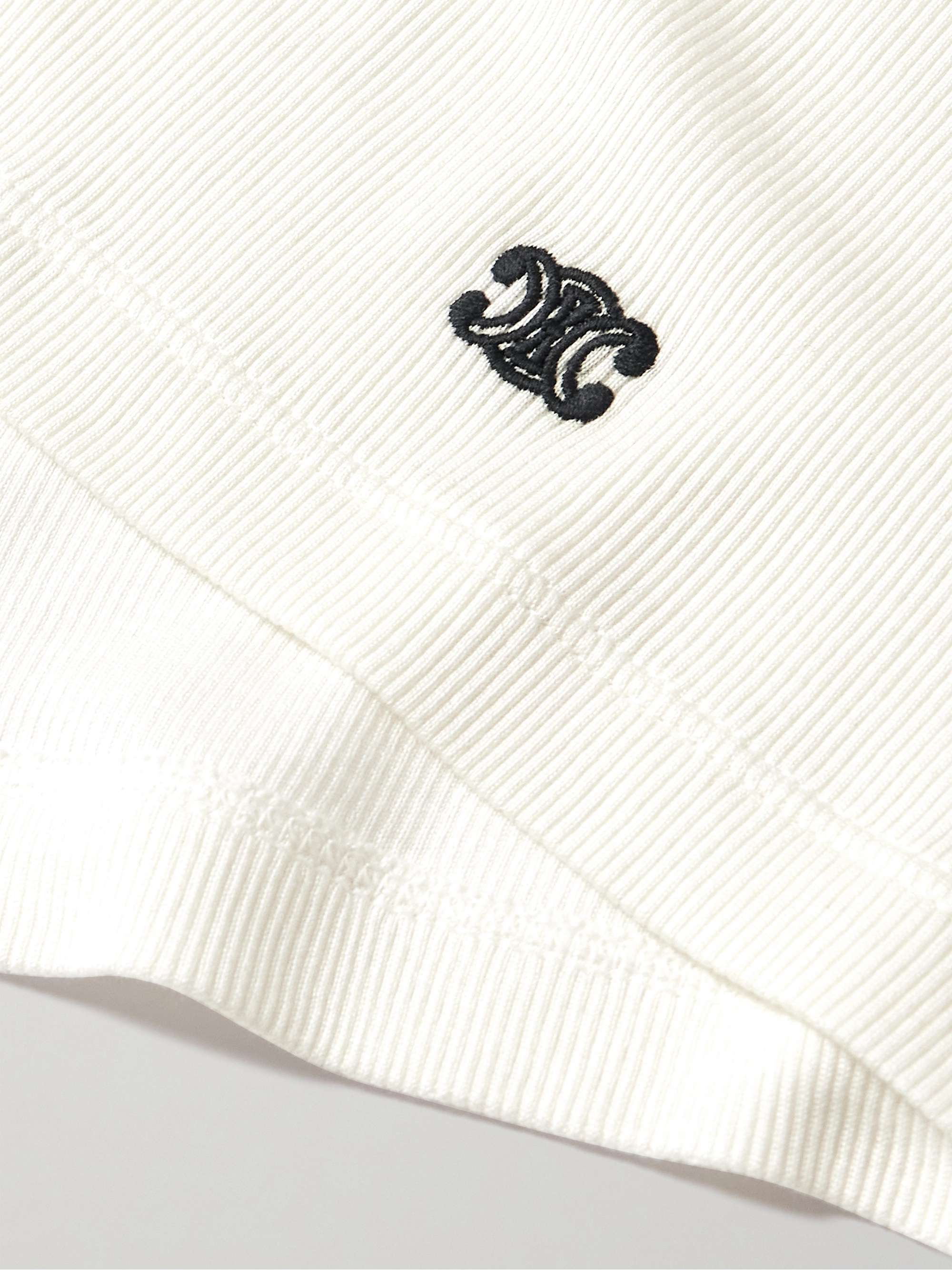 Logo-Embroidered Ribbed Silk and Cotton-Blend Tank Top view