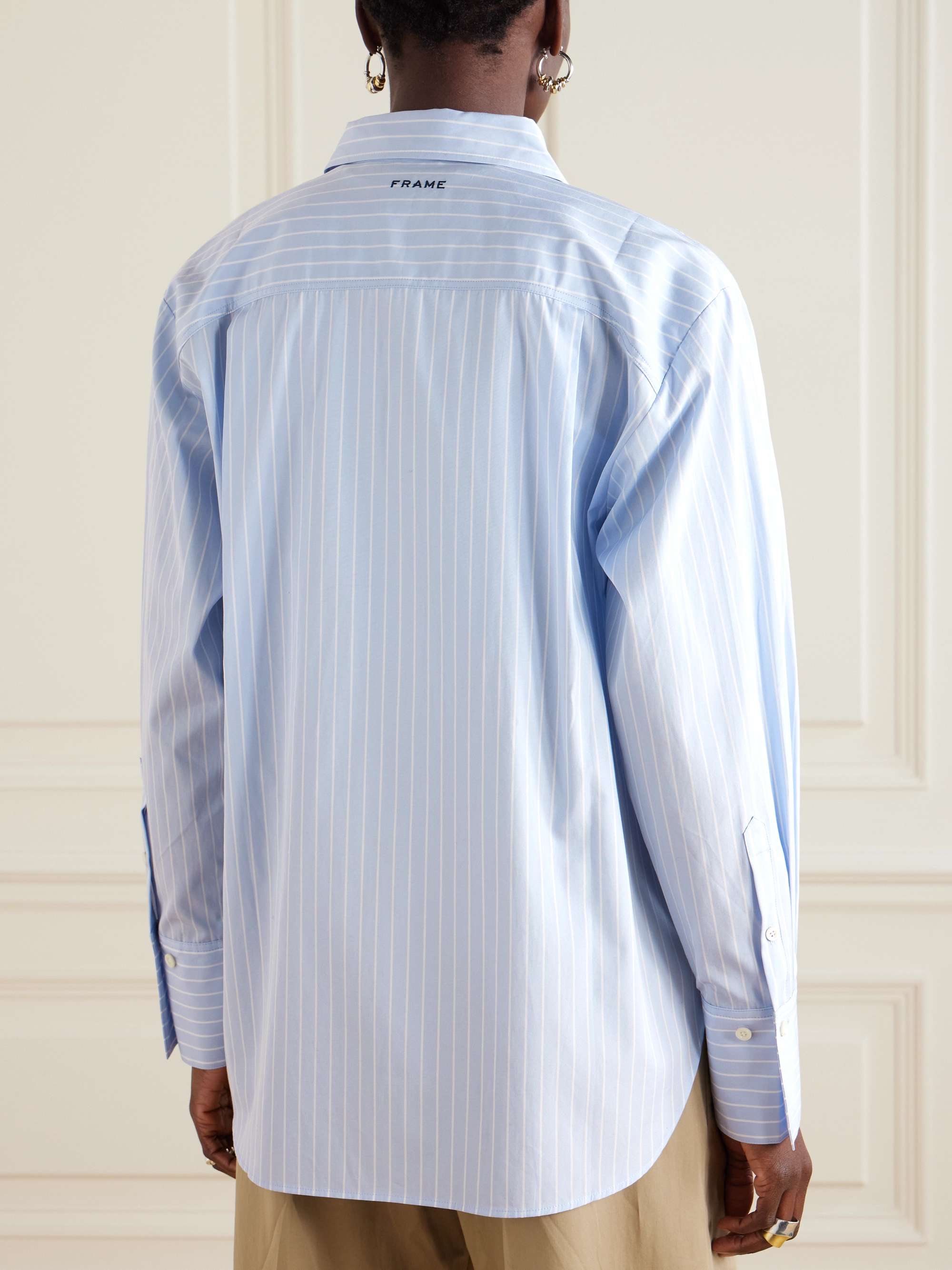 + Ritz Paris embroidered striped cotton-poplin shirt view
