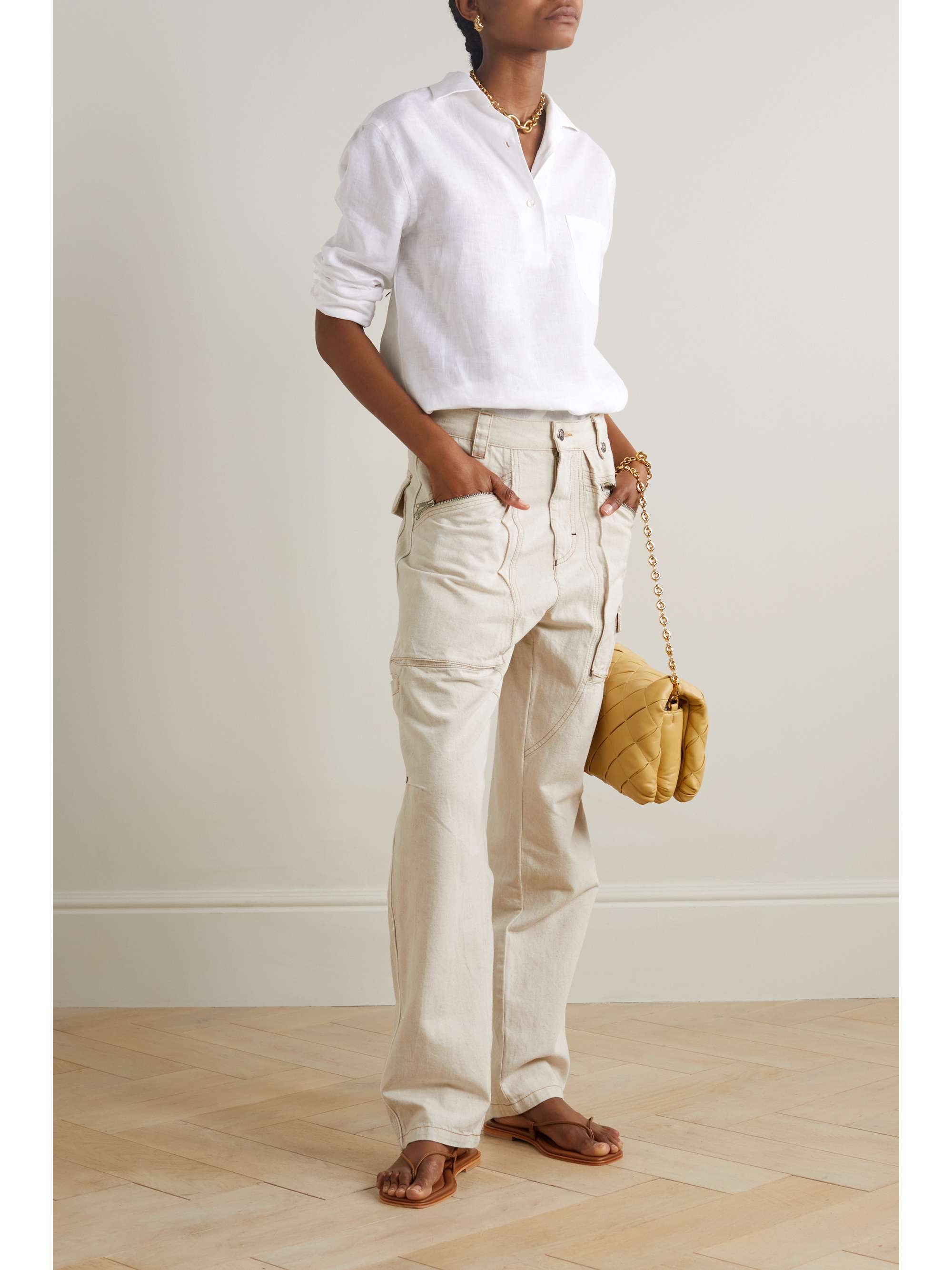 Appliquéd linen shirt view